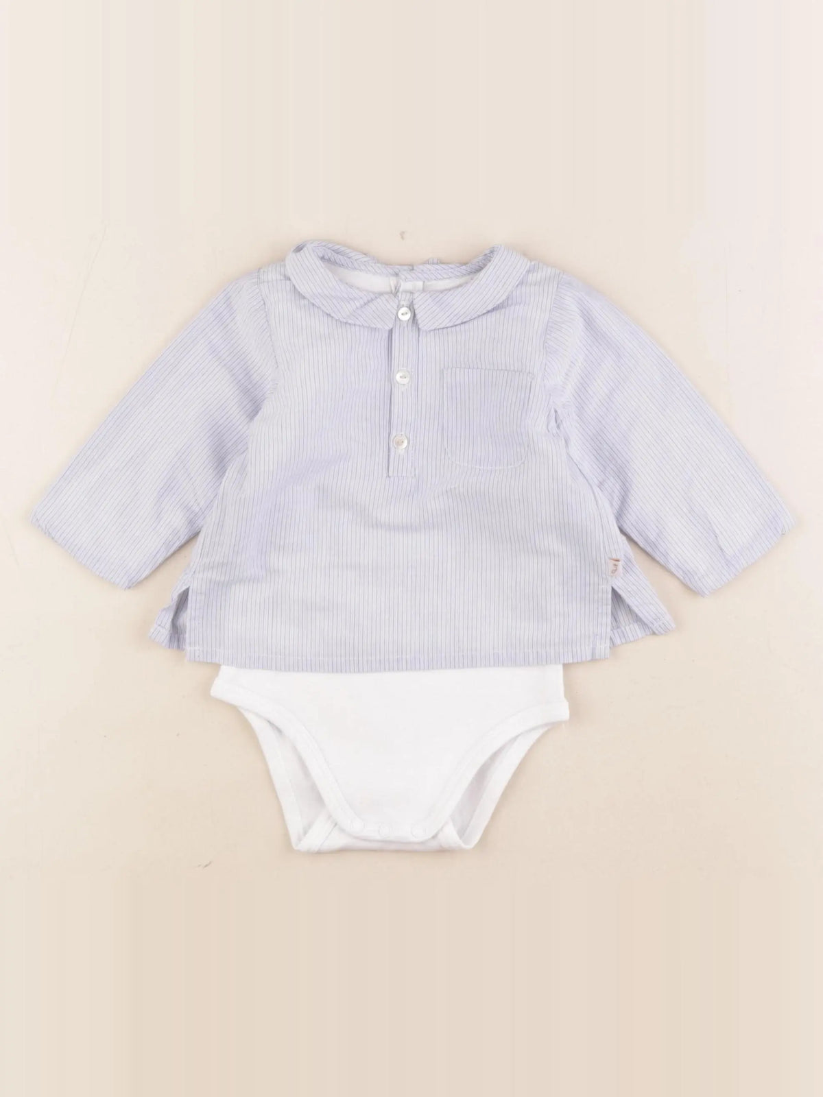 Jacadi - body blouse bleu, blanc - 6 mois
