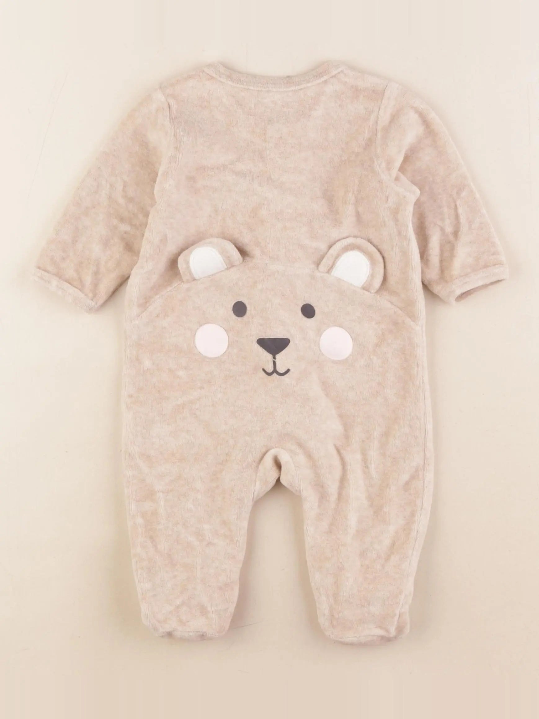 Vertbaudet - pyjama velours beige - 3 mois