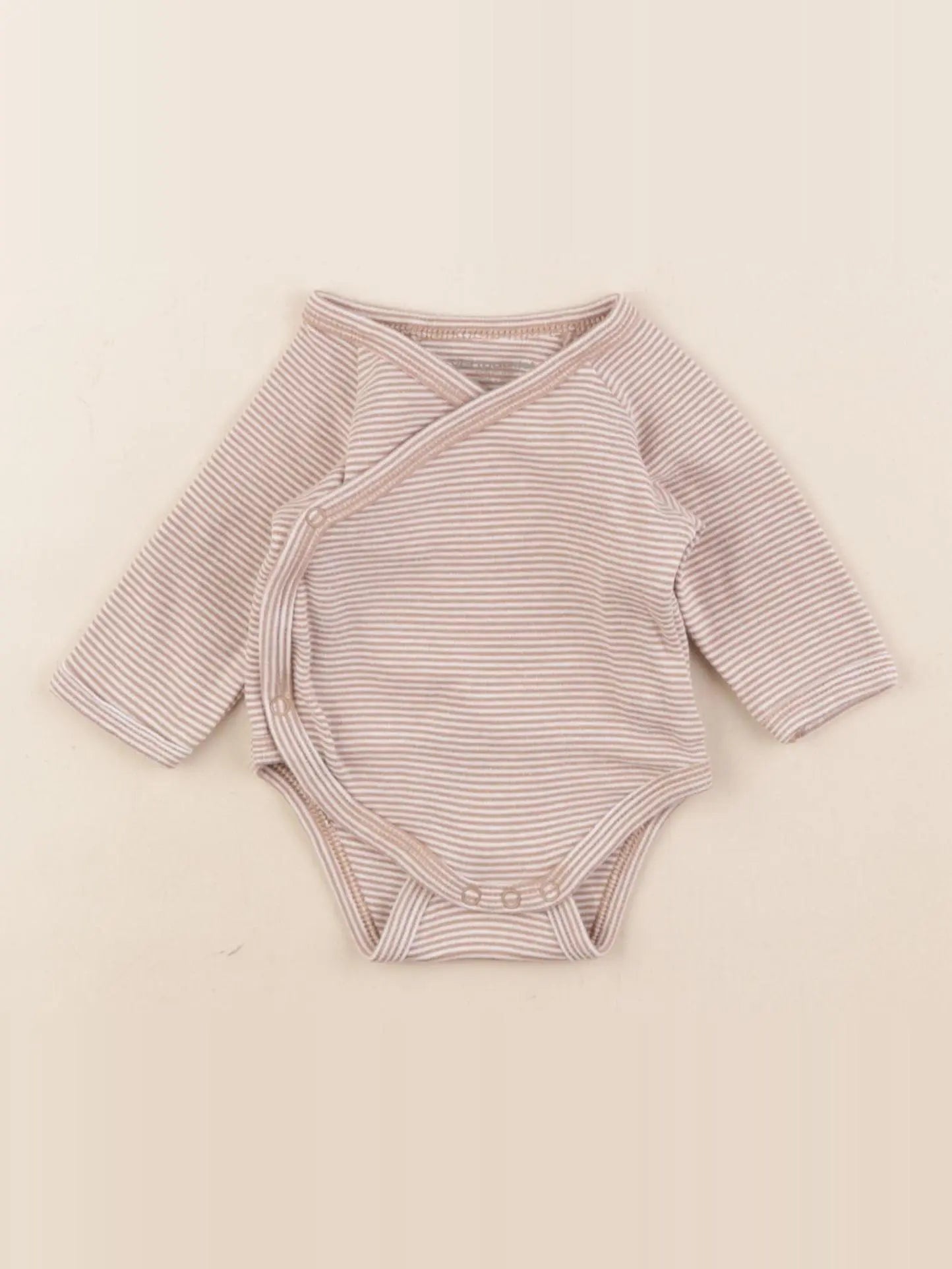 Vertbaudet - body blanc, marron - 1 mois