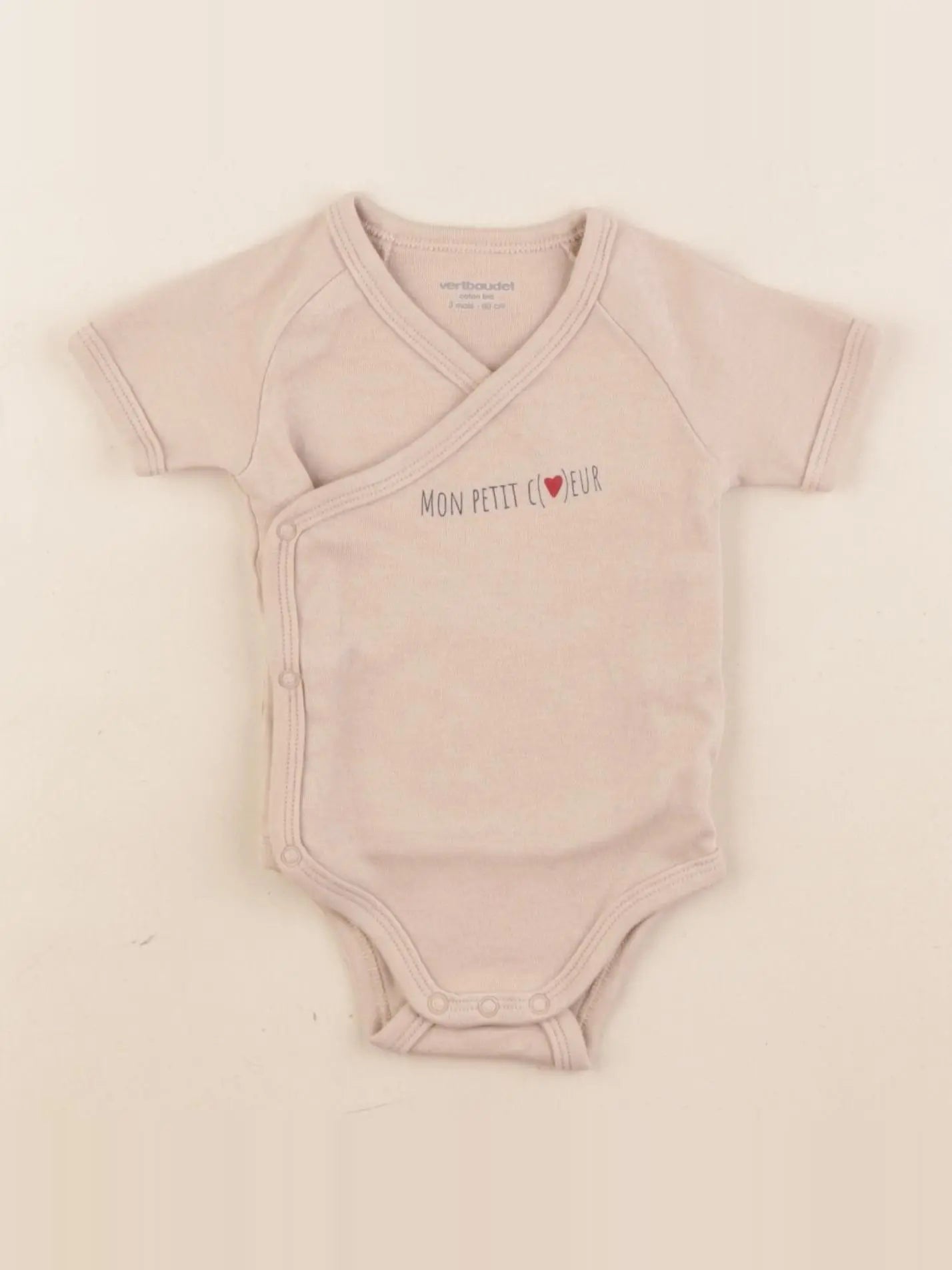 Vertbaudet - body beige - 3 mois