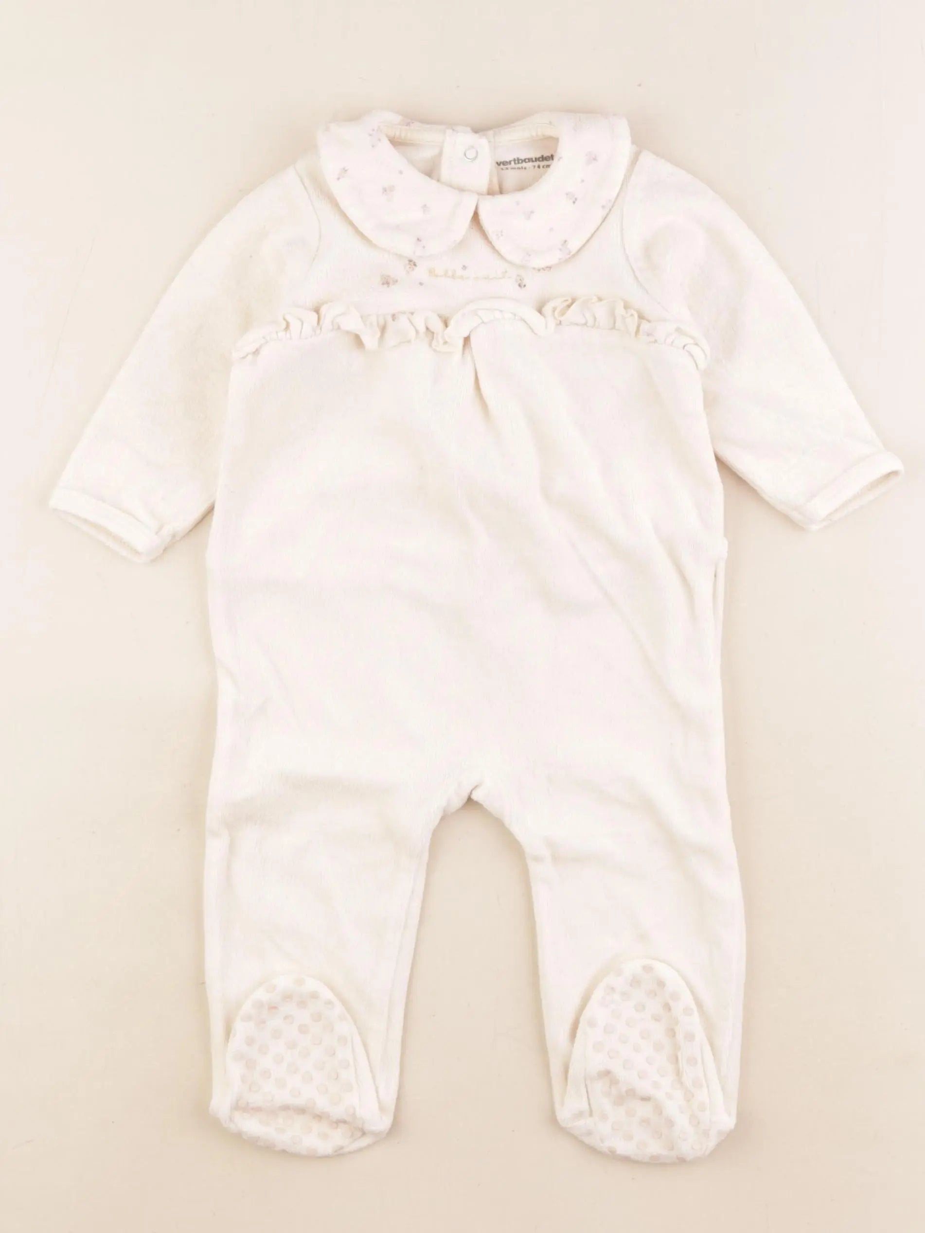 Vertbaudet - pyjama velours beige - 12 mois