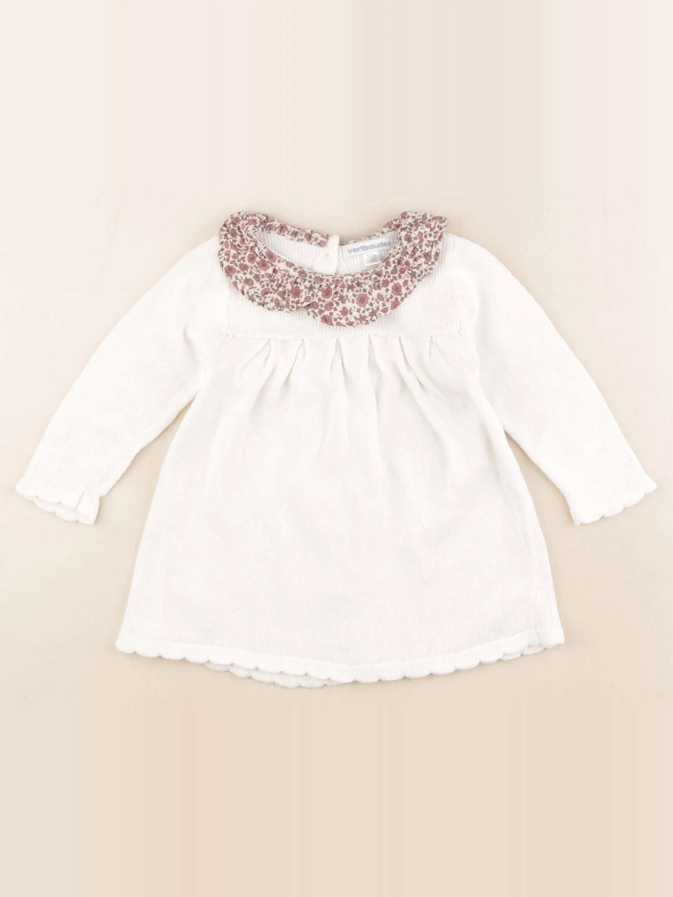 Vertbaudet - robe beige - 12 mois