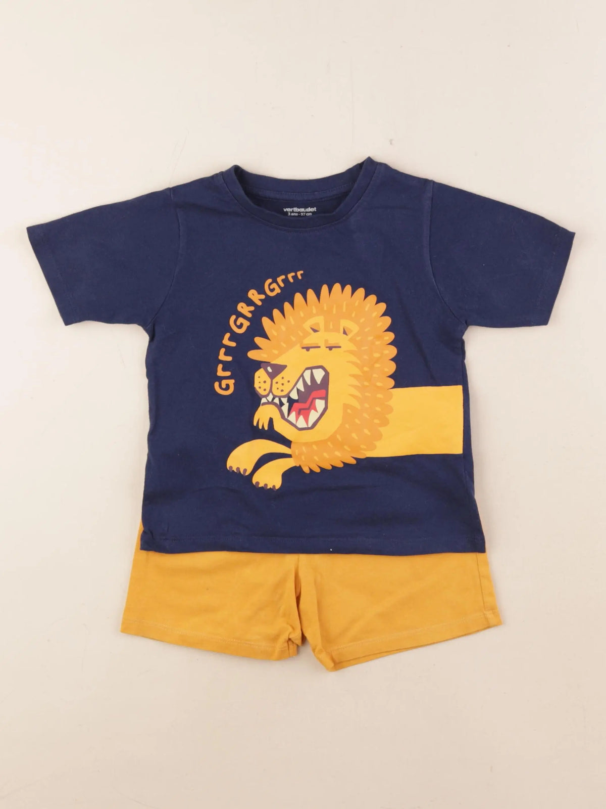 Vertbaudet - pyjama coton bleu, jaune - 3 ans