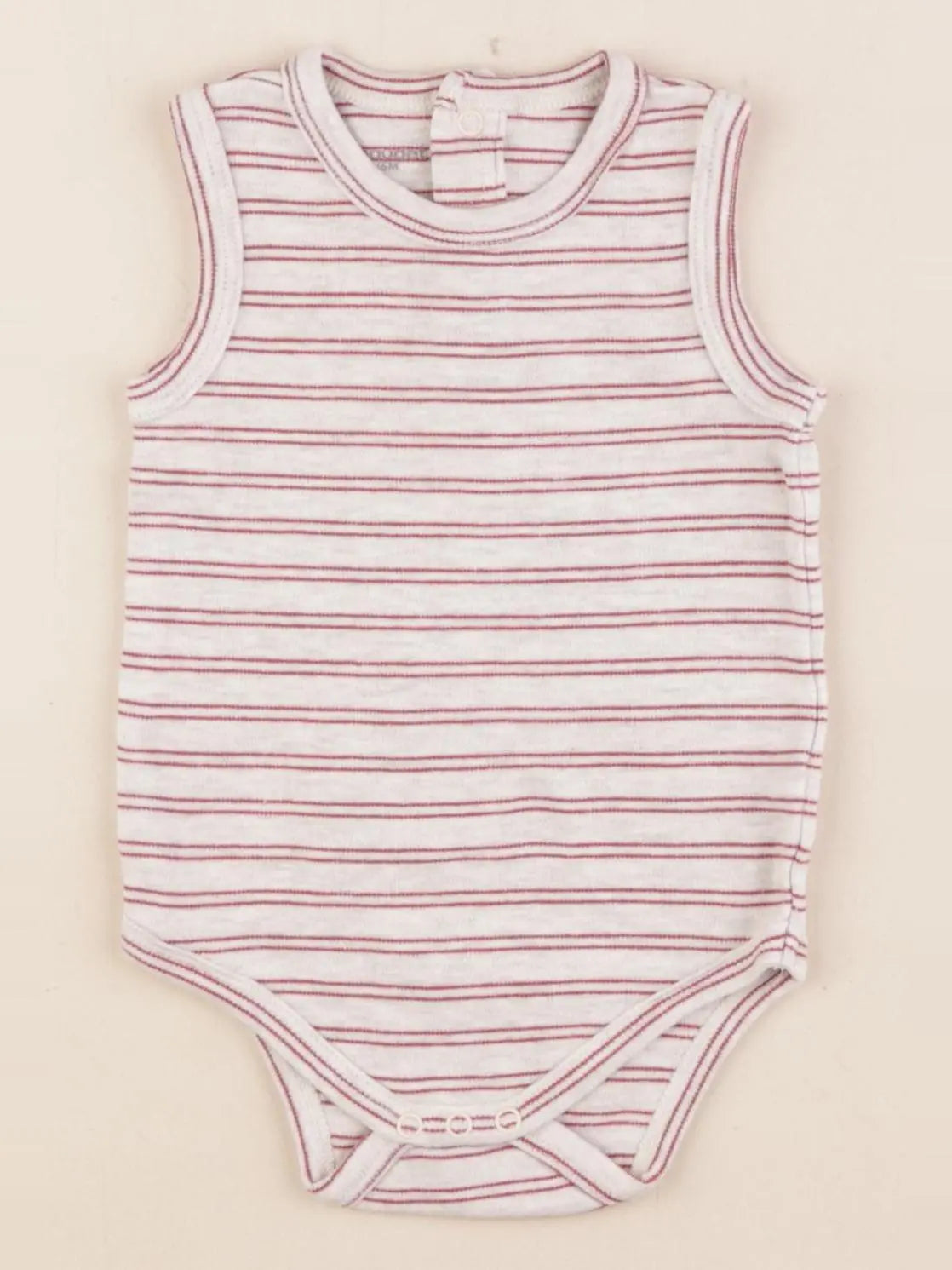 Vertbaudet - body gris, rouge - 6 mois