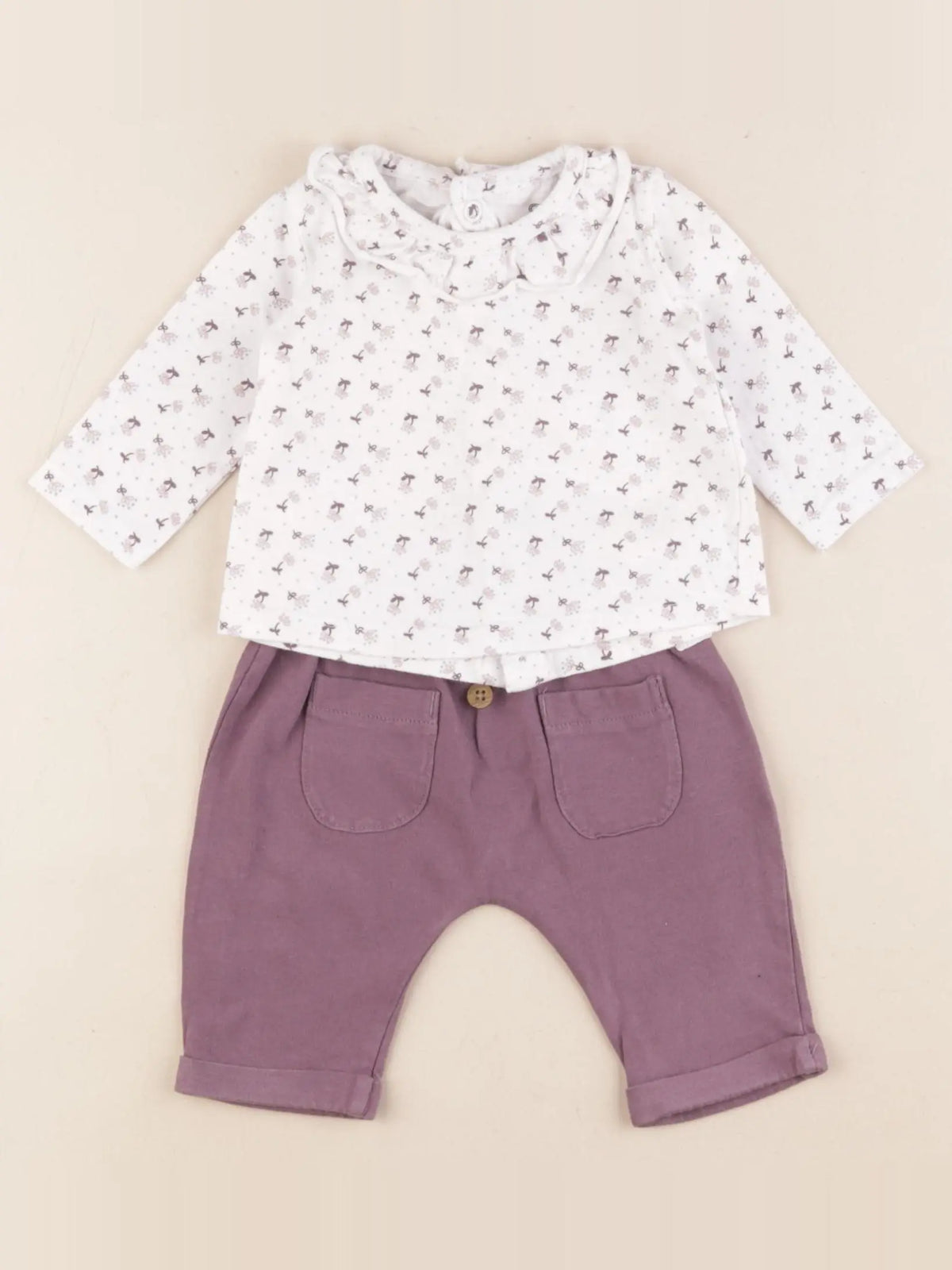 La Redoute - ensemble violet, blanc - 1 mois