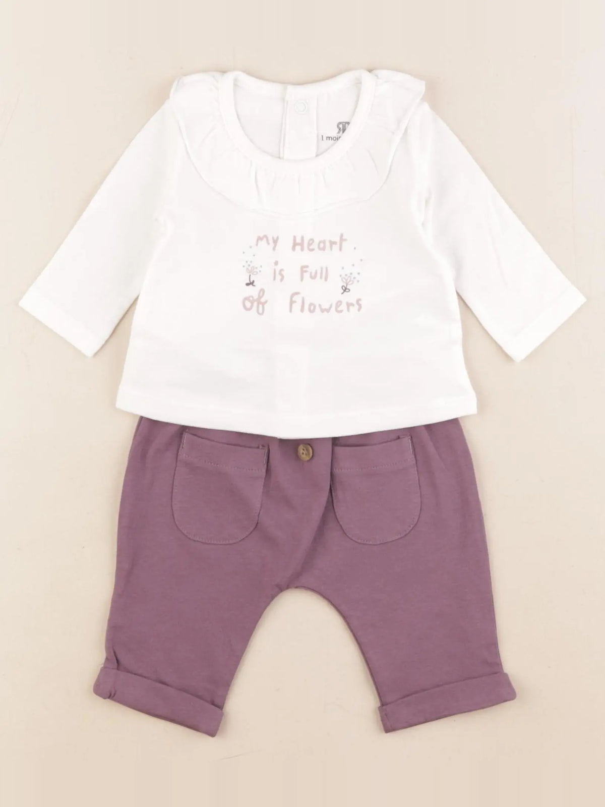 La Redoute - ensemble violet, blanc - 1 mois