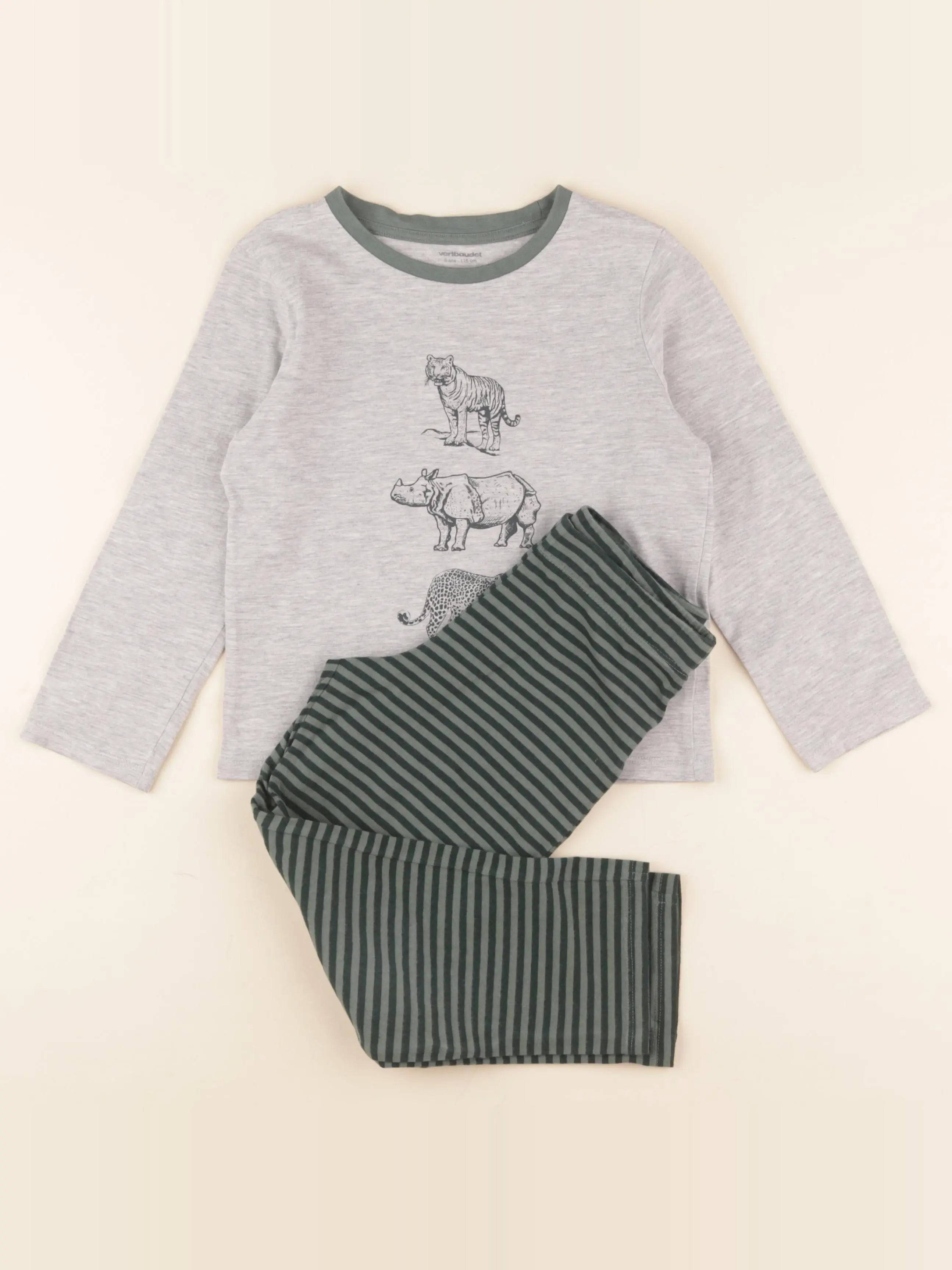Vertbaudet - pyjama coton vert - 6 ans