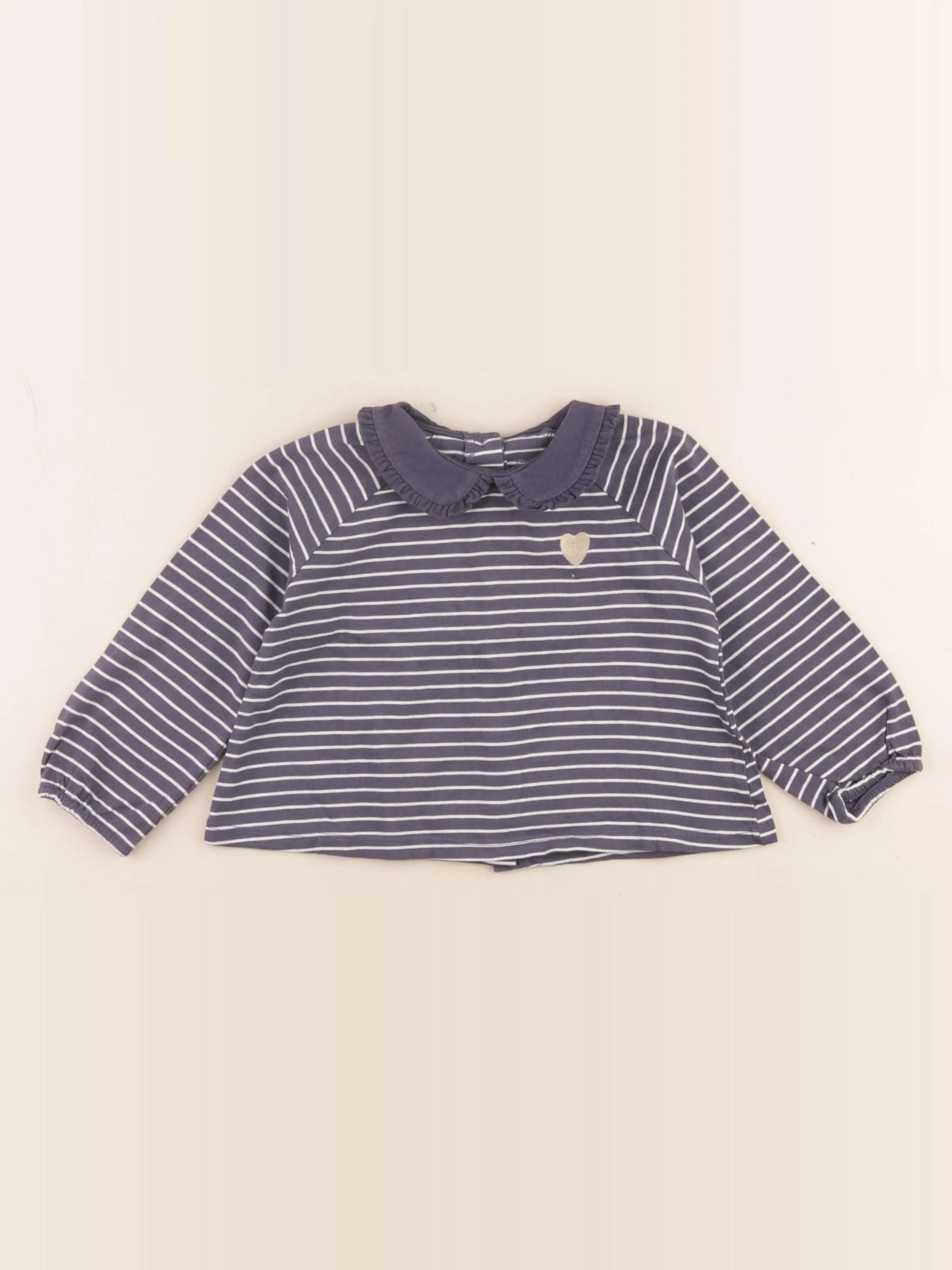 Vertbaudet - tee-shirt bleu, blanc, argent - 2 ans