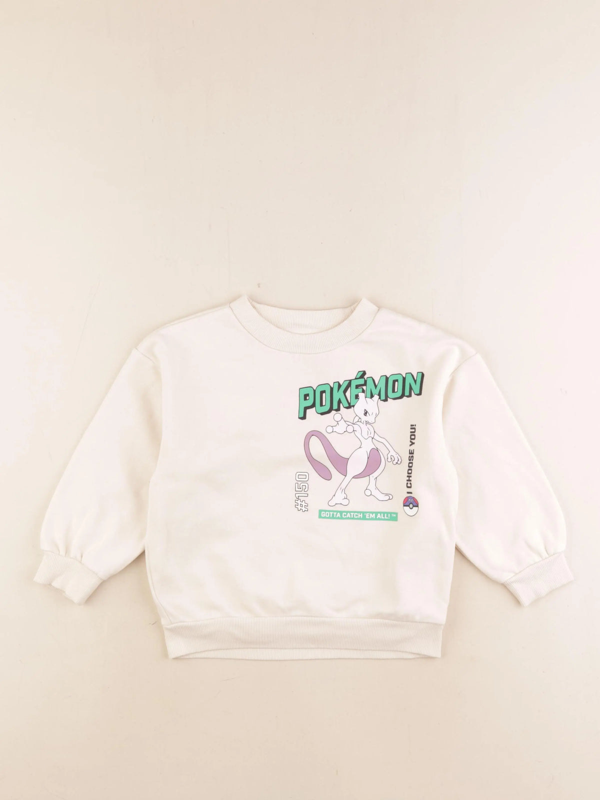 H&M - sweat imprimé au dos beige - 2/4 ans