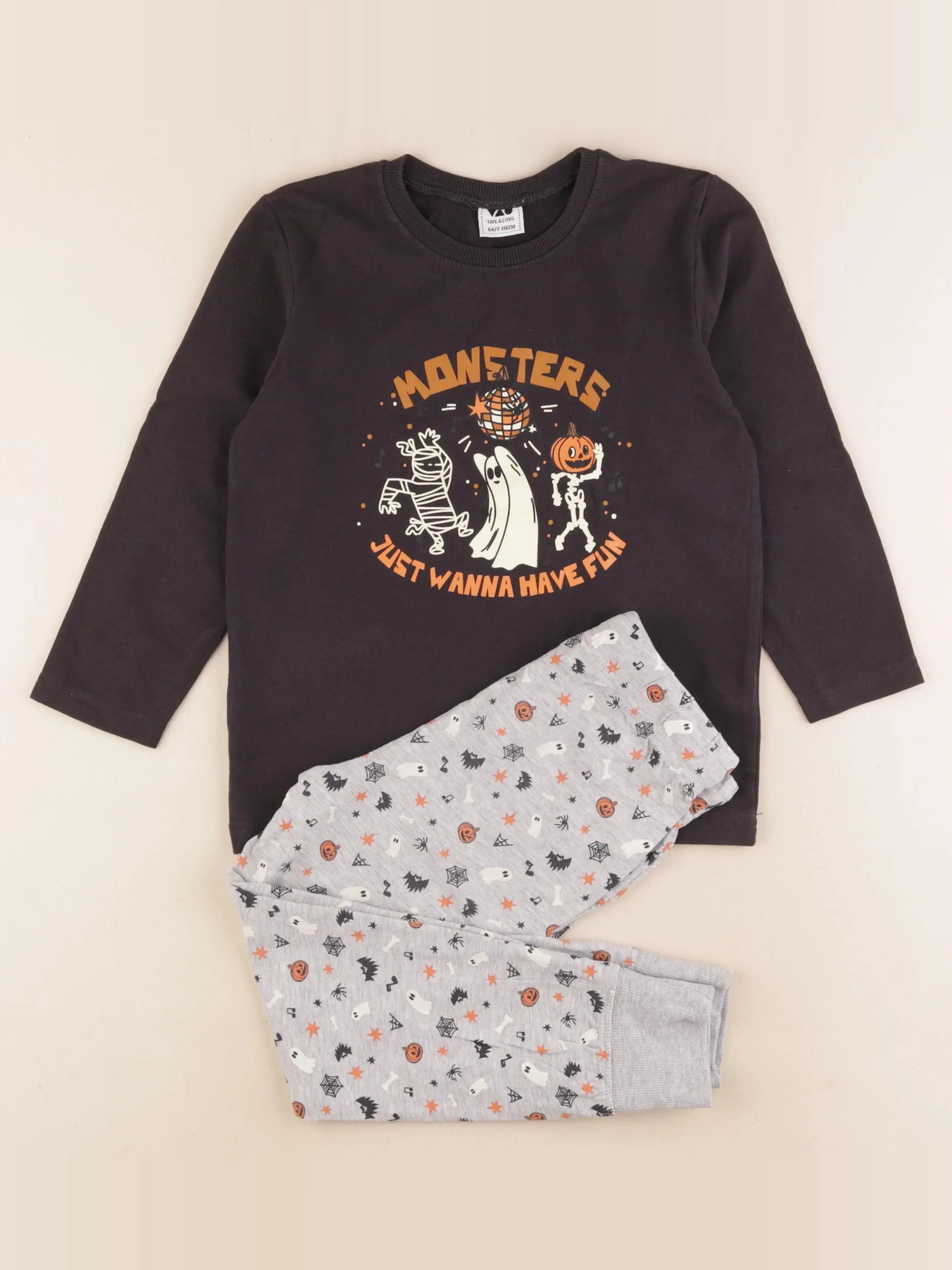 Tape à l'oeil - pyjama coton noir, gris - 6 ans