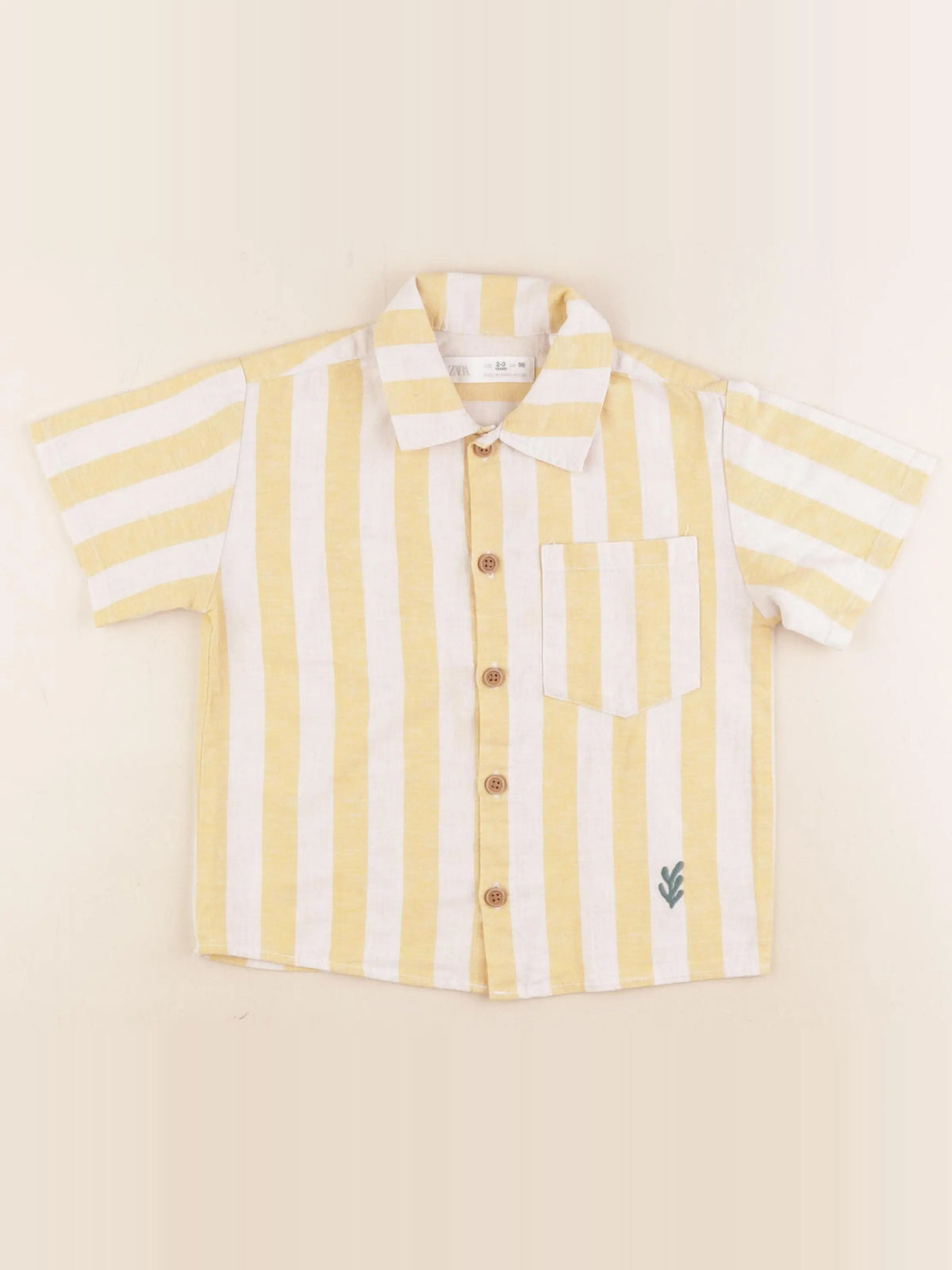 Zara - chemise jaune, beige - 2/3 ans