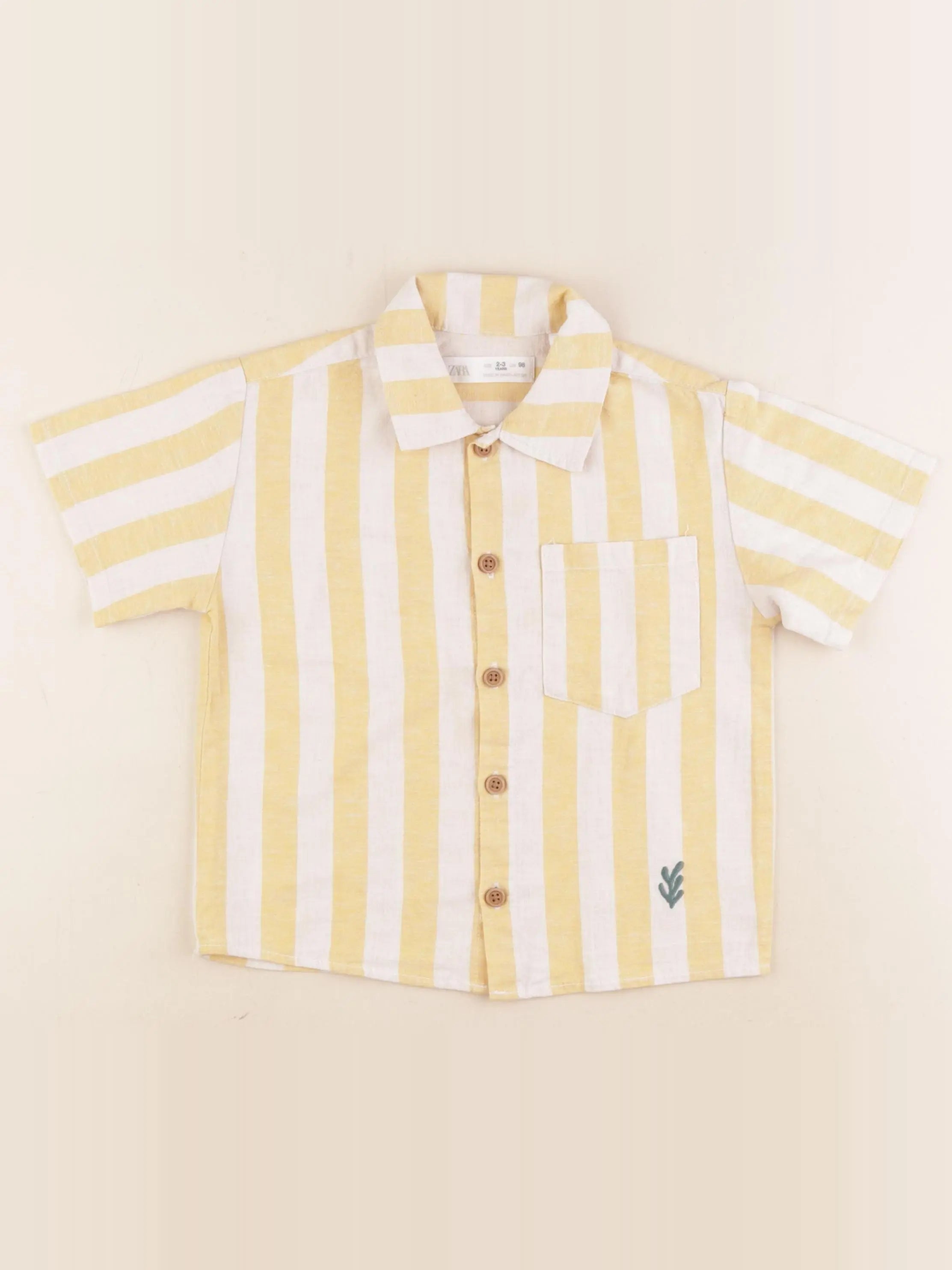 Zara - chemise jaune, beige - 2/3 ans