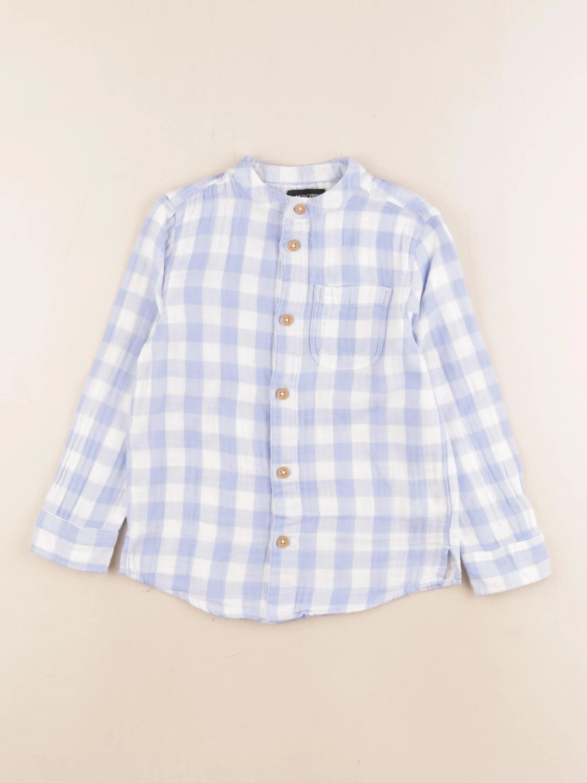 Monoprix - chemise bleu, blanc - 5 ans