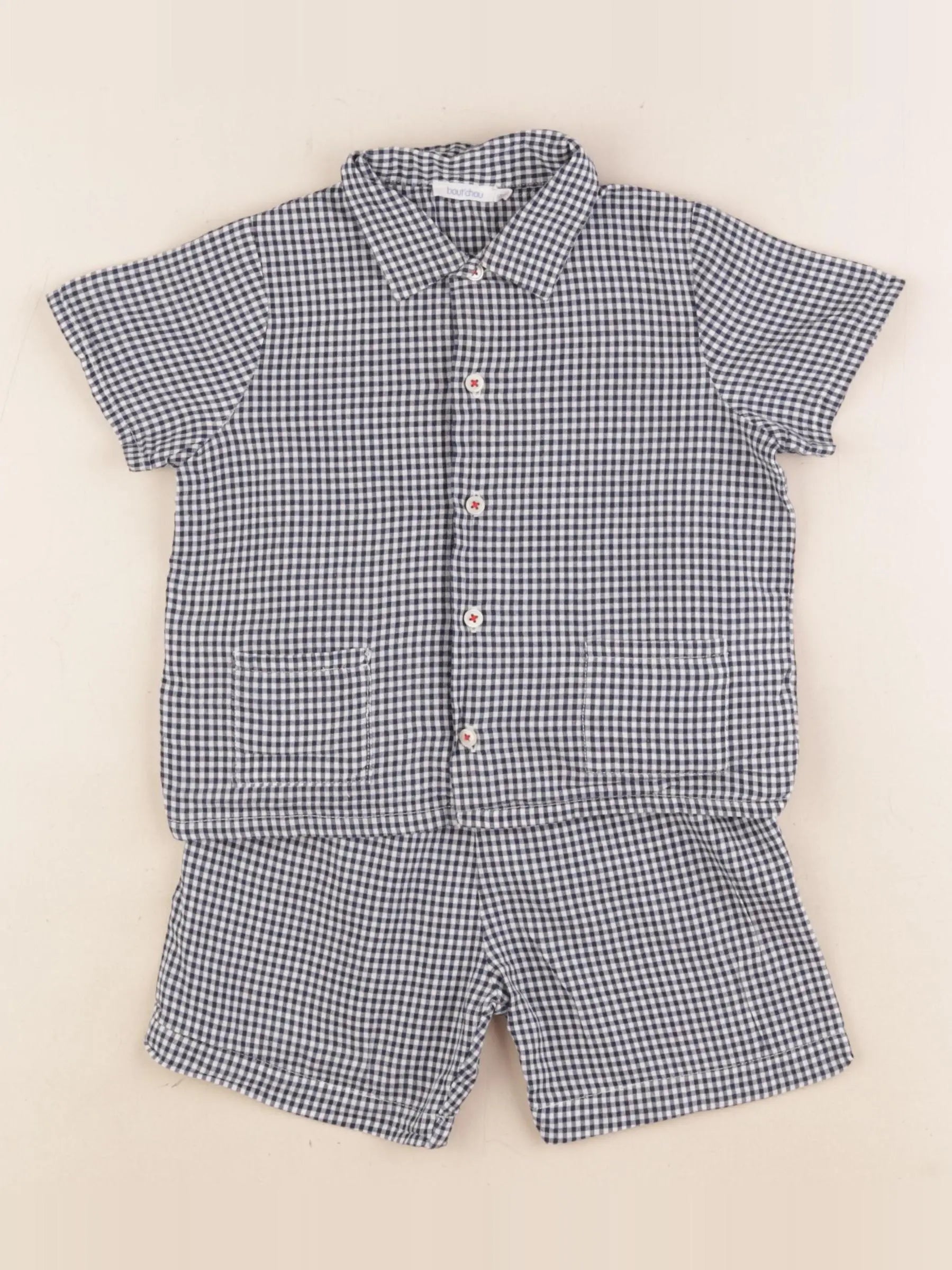 Boutchou - pyjama coton bleu, blanc - 18 mois