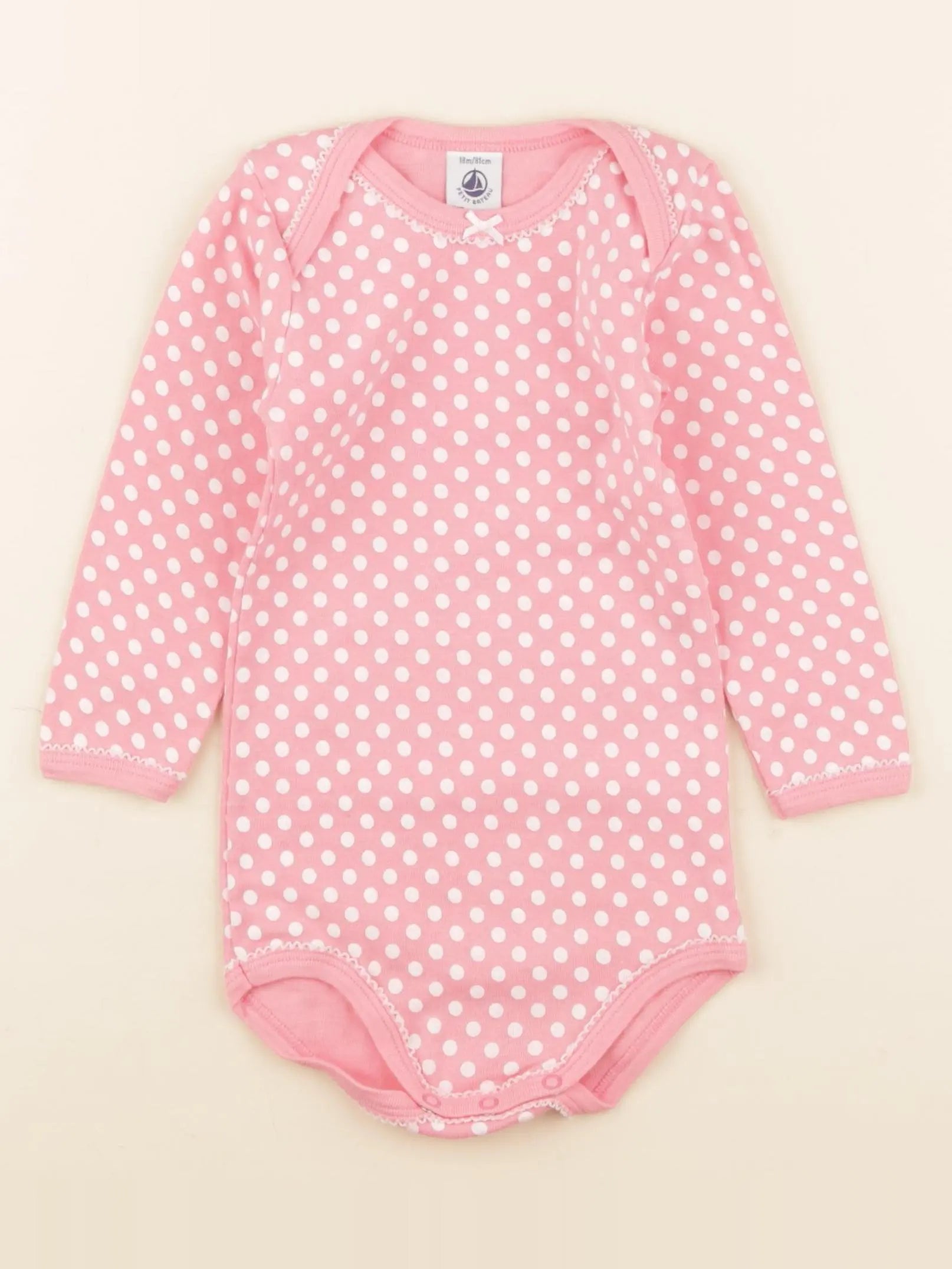 Petit Bateau - body rose, blanc - 18 mois