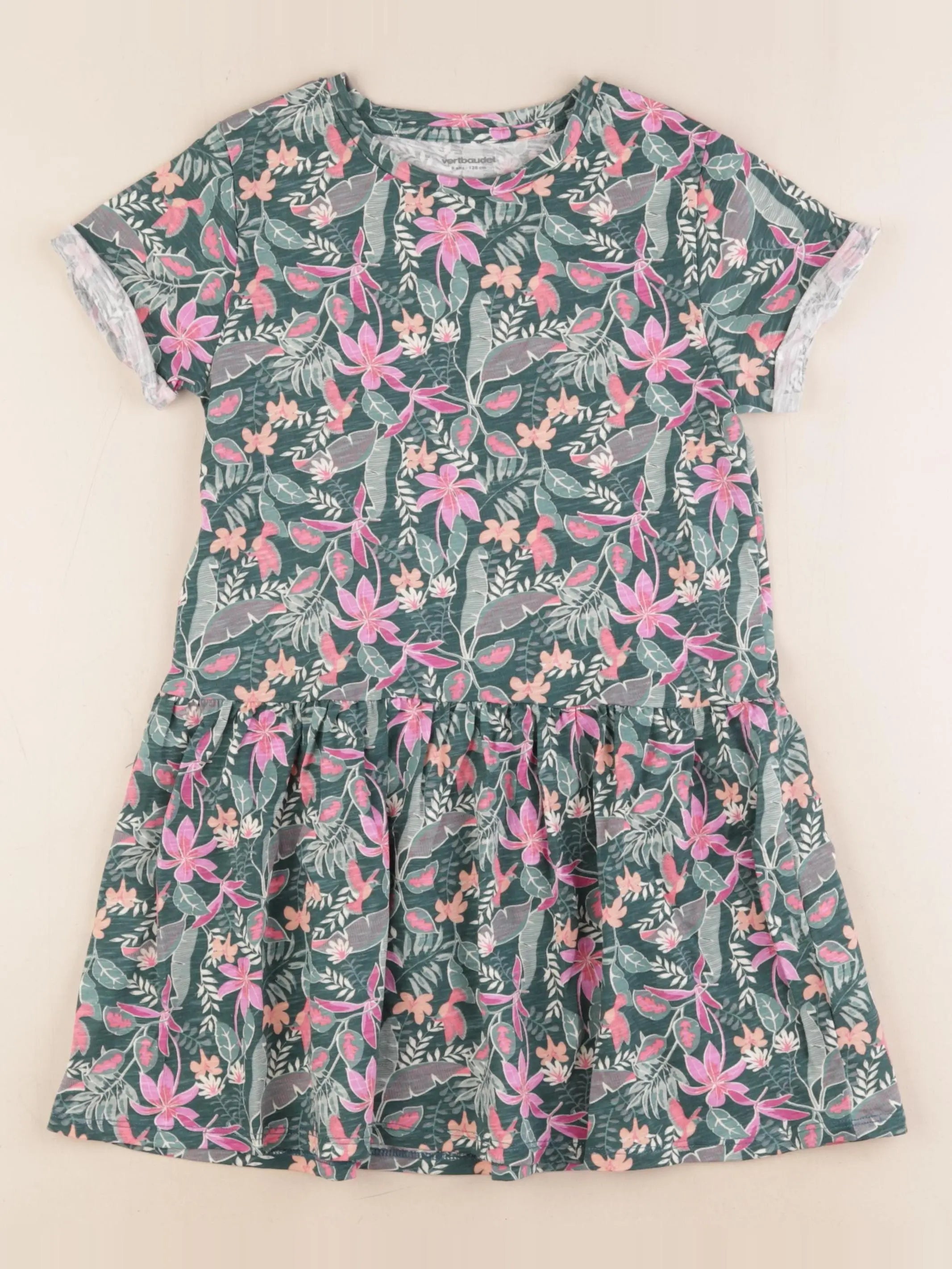 Vertbaudet - robe vert - 8 ans