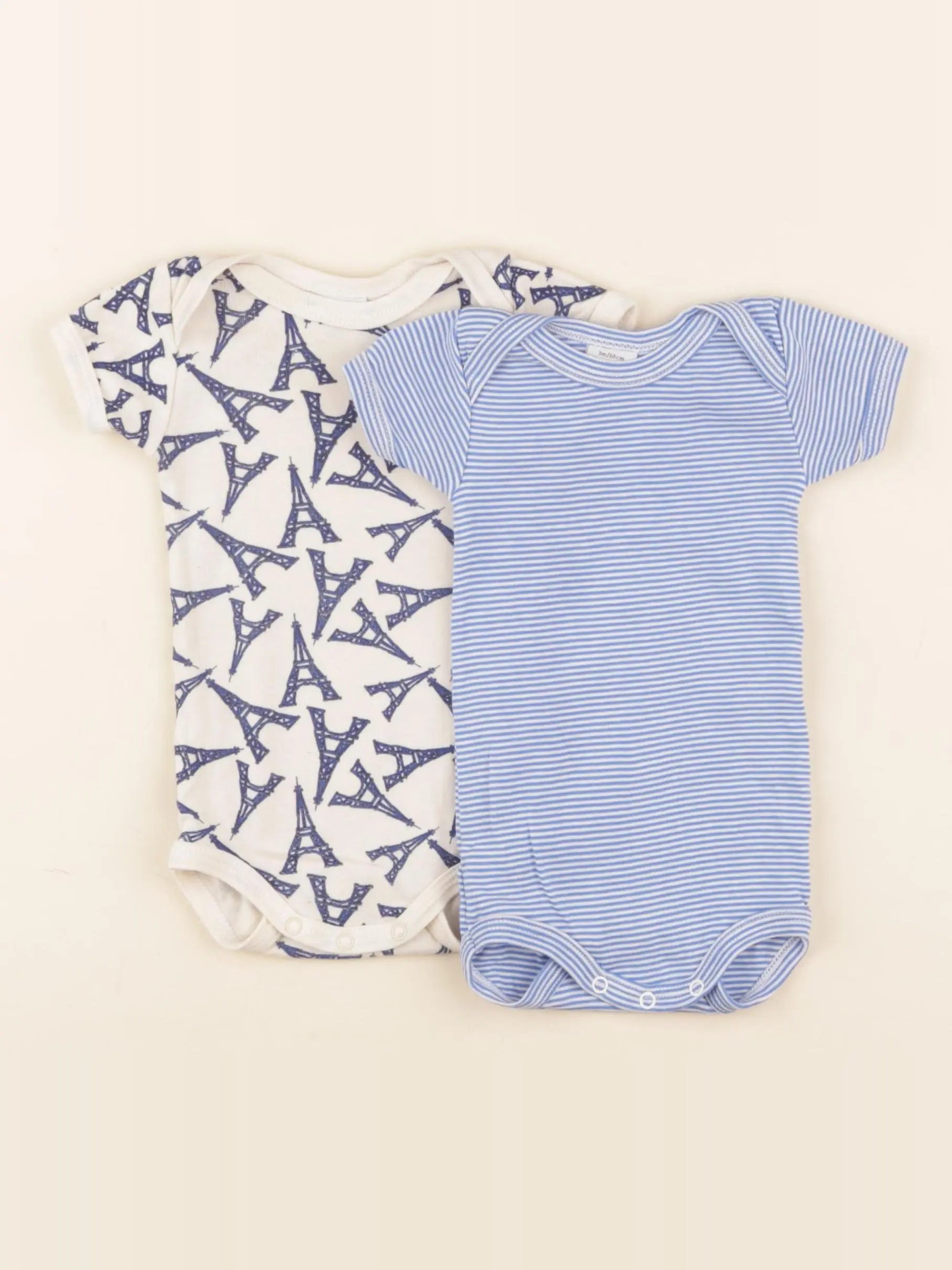 Emoi emoi - lot de 2 bodies en coton bleu - 3 mois