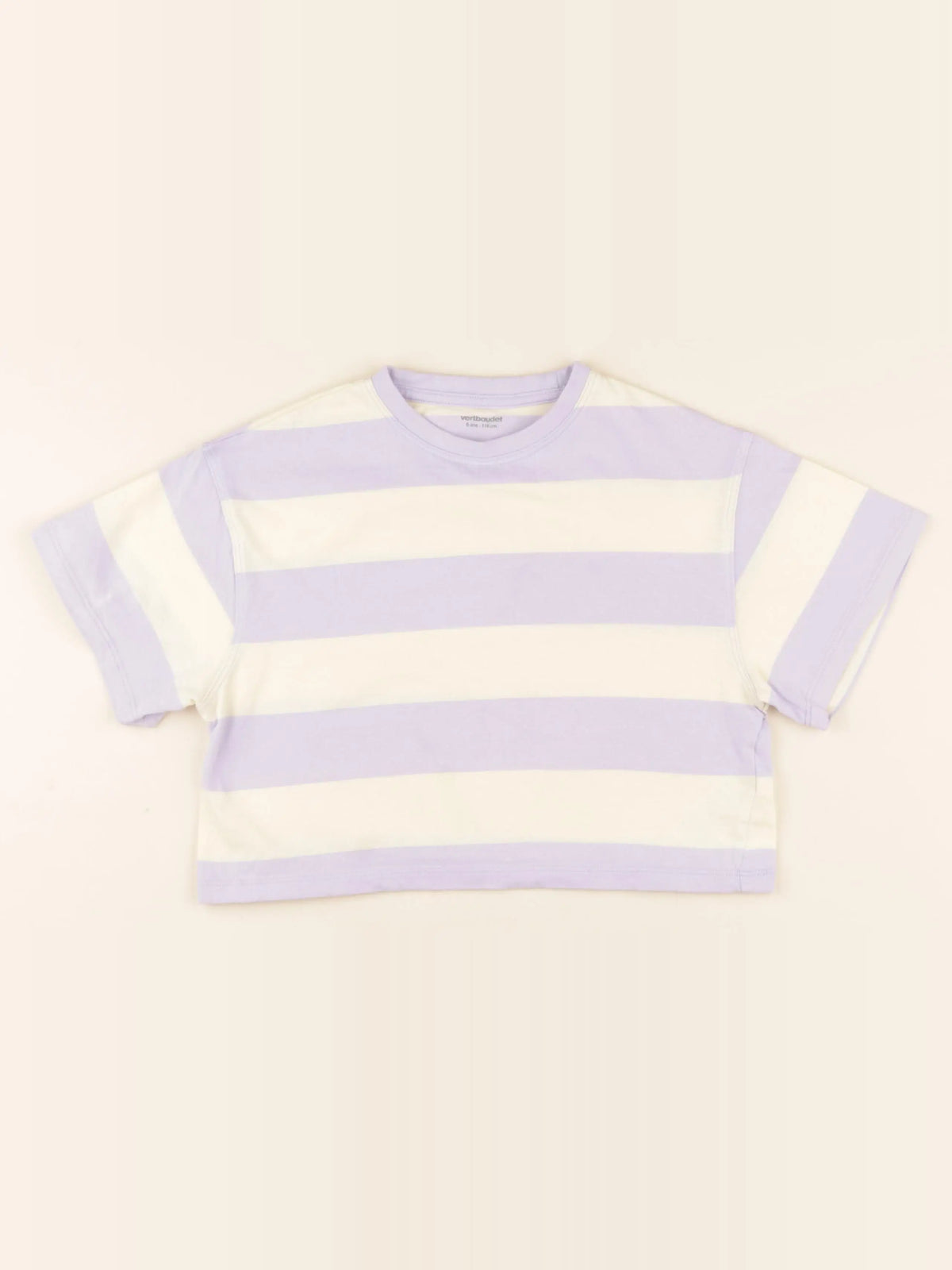 Vertbaudet - tee-shirt imprimé au dos beige, violet - 6 ans