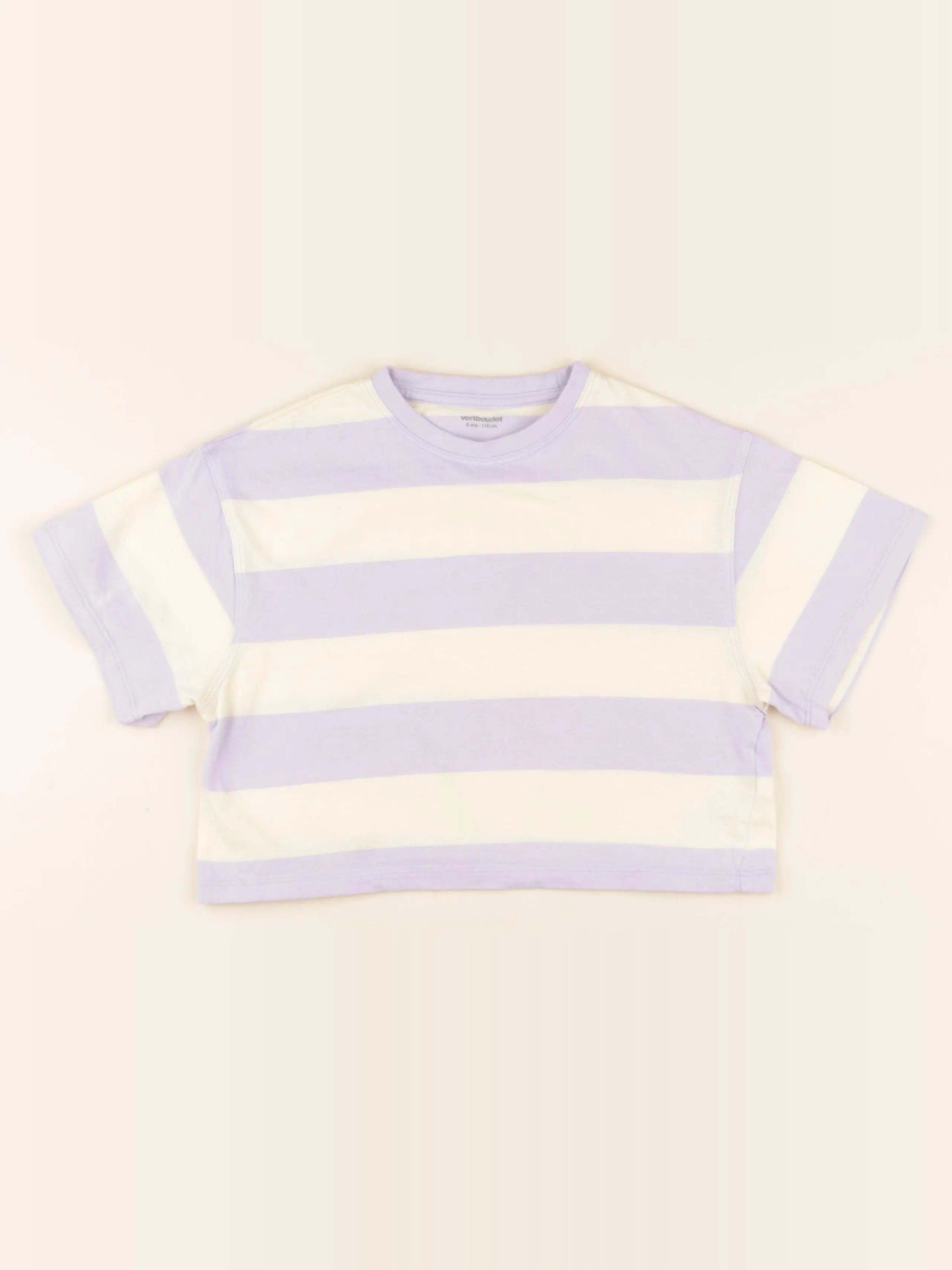 Vertbaudet - tee-shirt imprimé au dos beige, violet - 6 ans