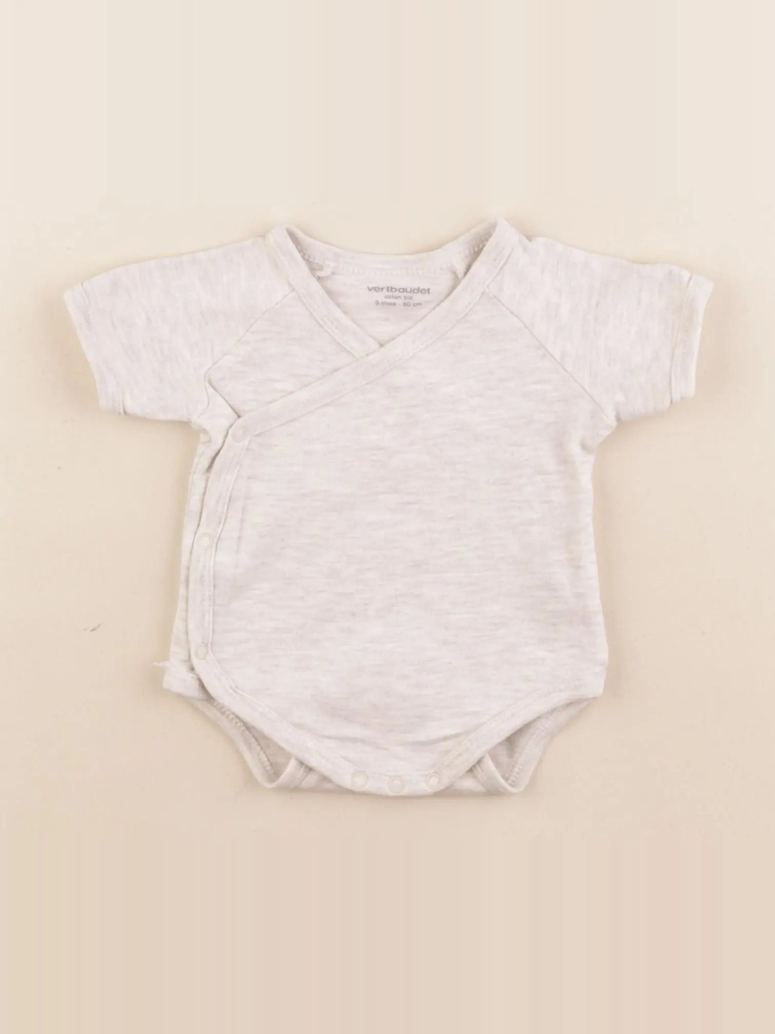 Vertbaudet - body beige, gris - 3 mois