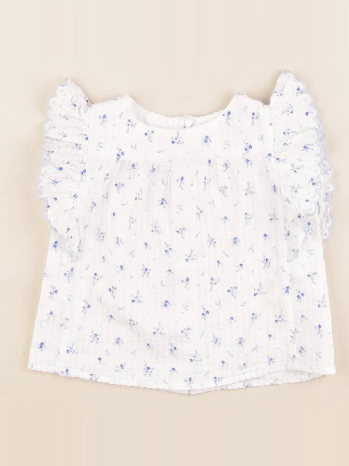 Cyrillus - blouse blanc, bleu - 9 mois
