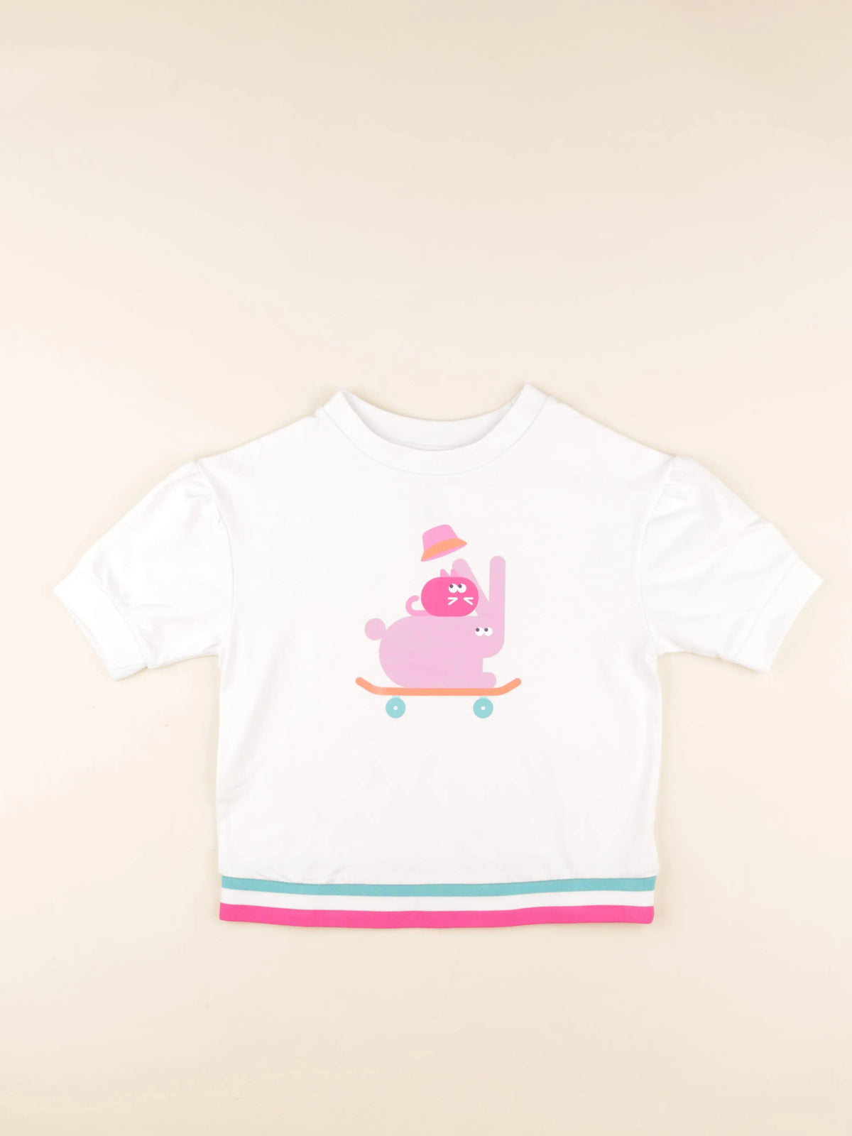 Jacadi - sweat blanc, rose - 10 ans