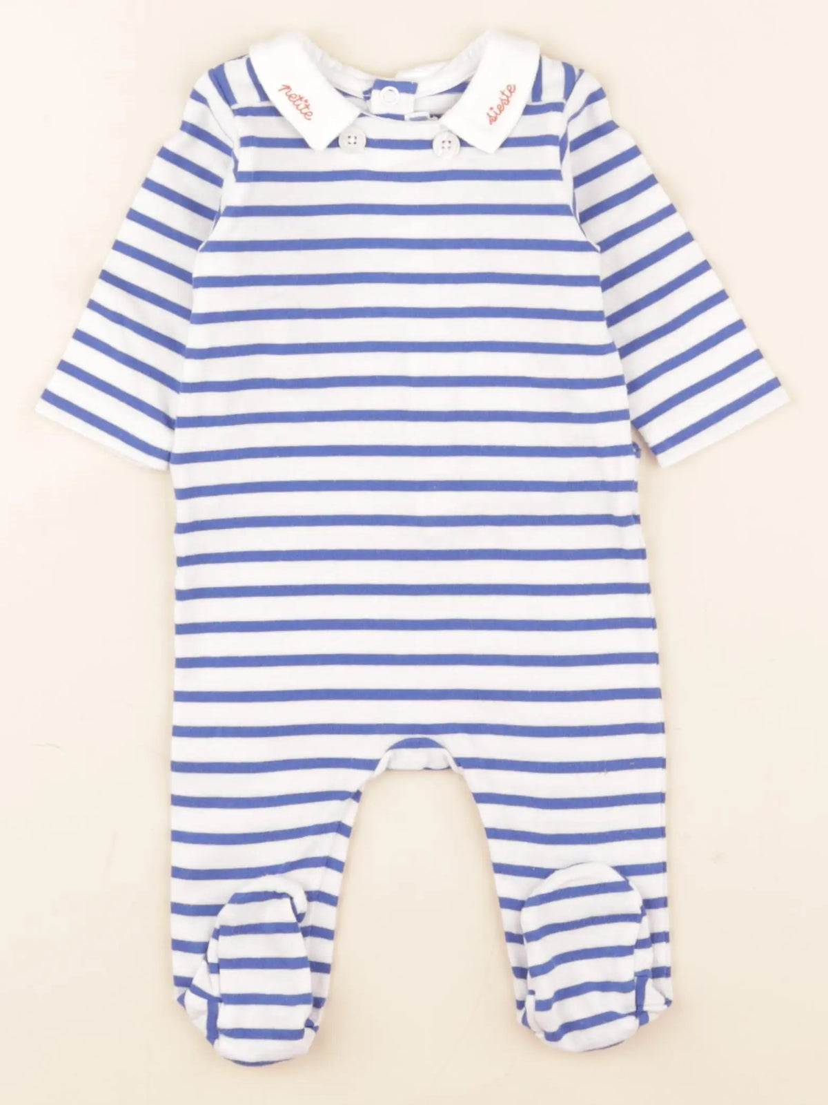 Jacadi - pyjama coton blanc, bleu - 3 mois