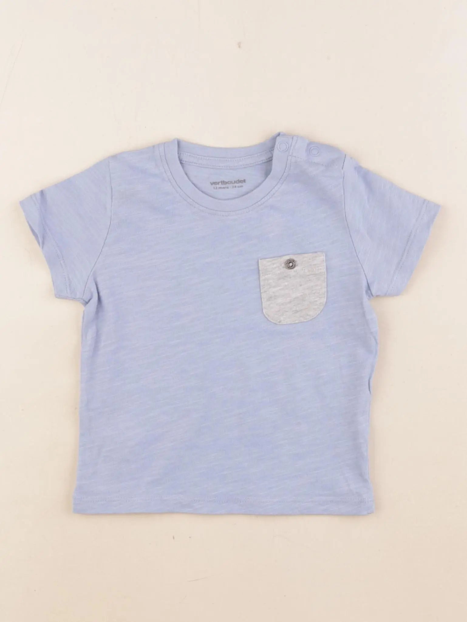 Vertbaudet - tee-shirt bleu - 12 mois