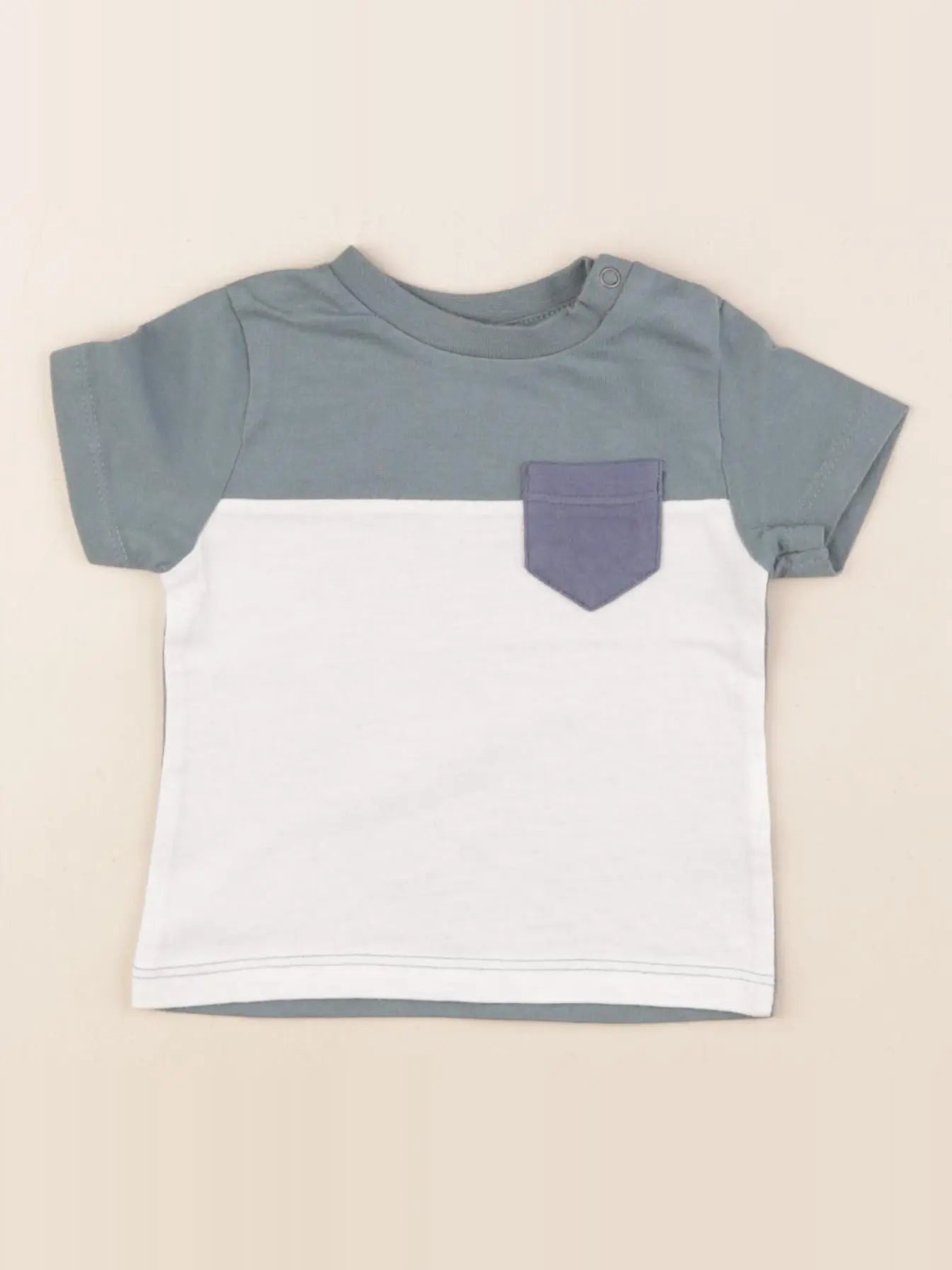 Vertbaudet - tee-shirt blanc, vert - 3 mois