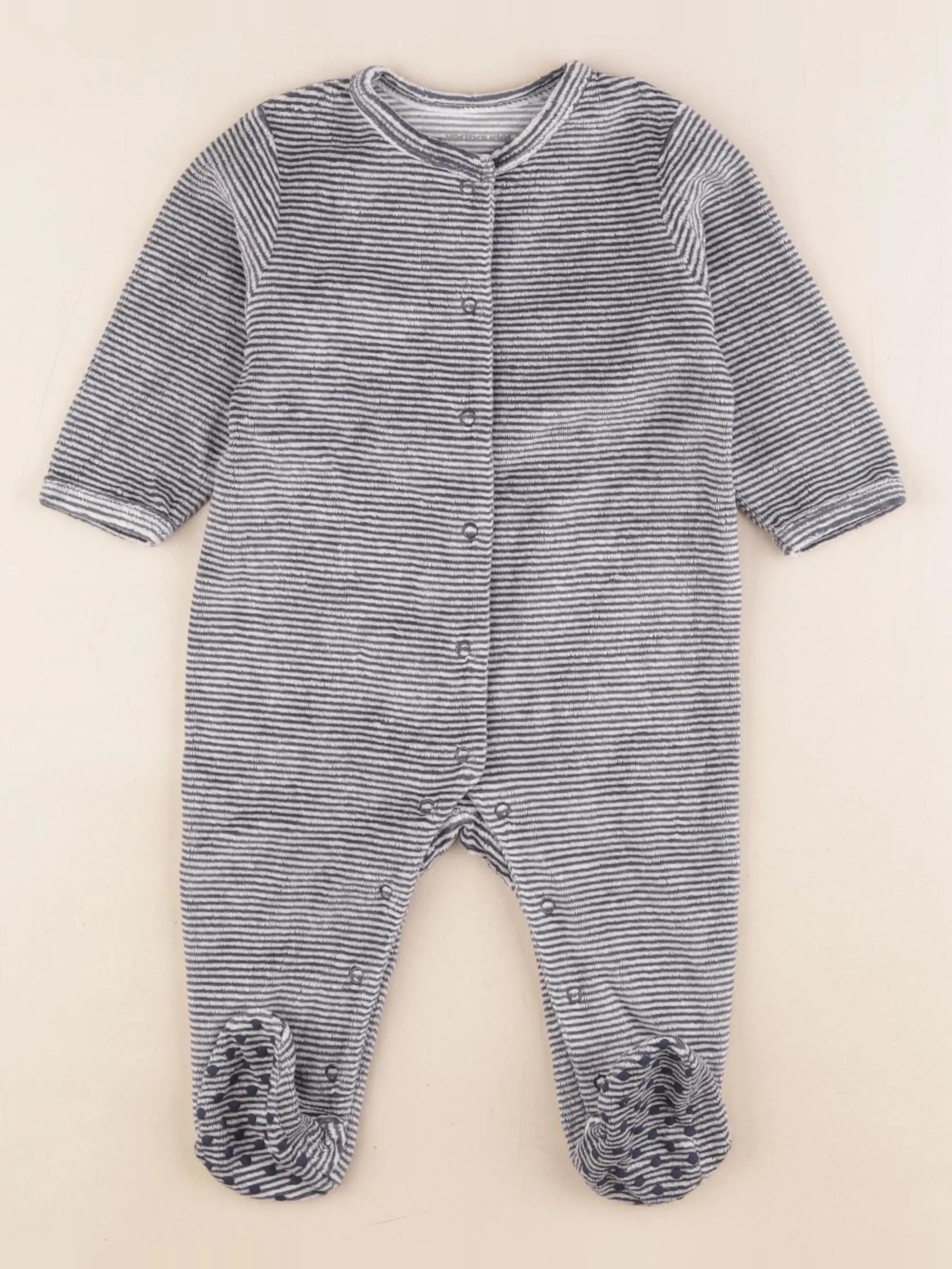Vertbaudet - pyjama velours blanc, bleu - 9 mois