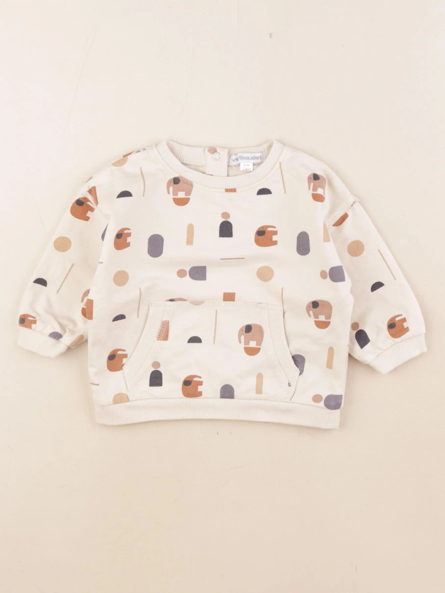 Vertbaudet - sweat beige - 12 mois