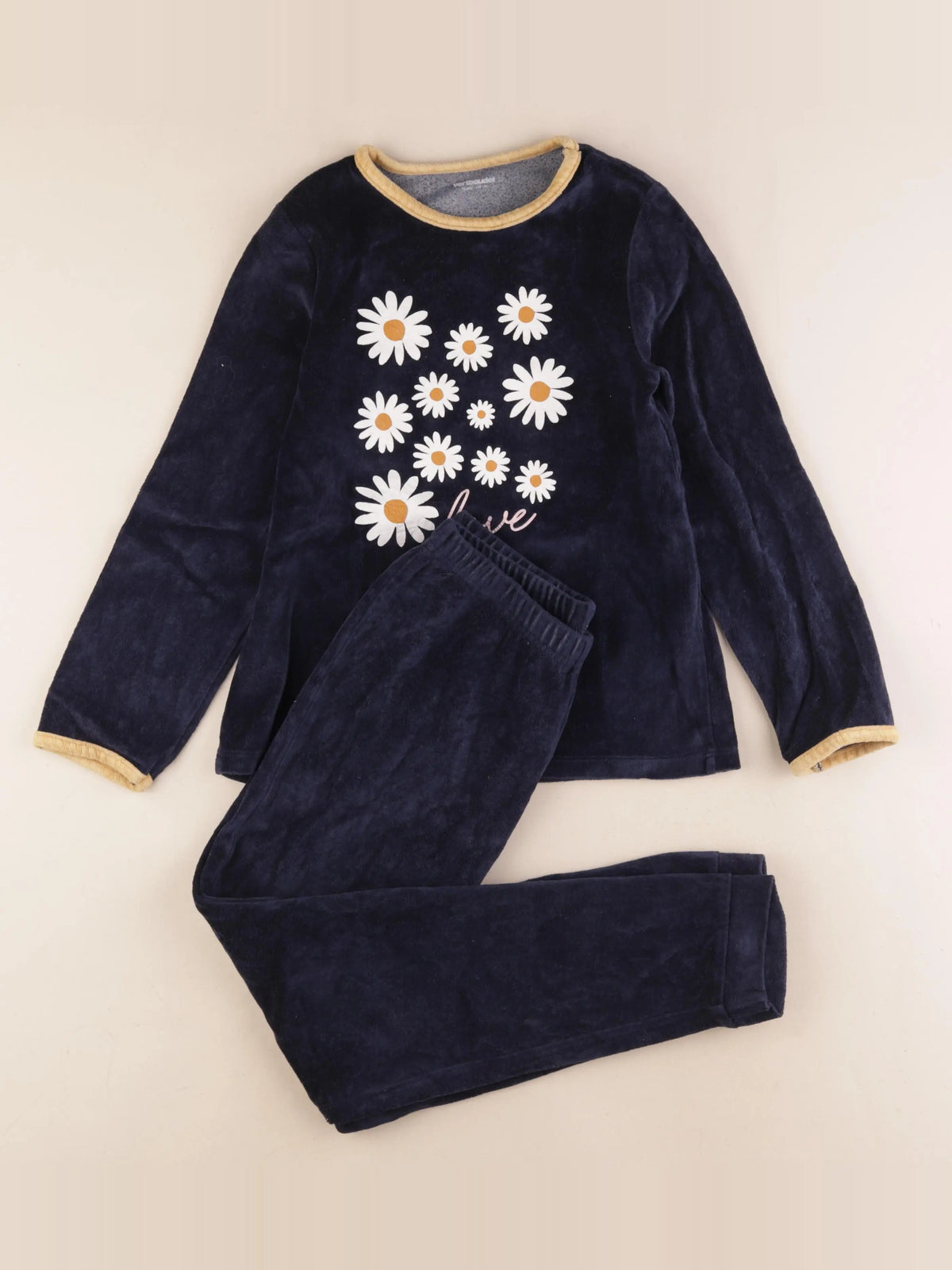 Vertbaudet - pyjama velours bleu - 10 ans