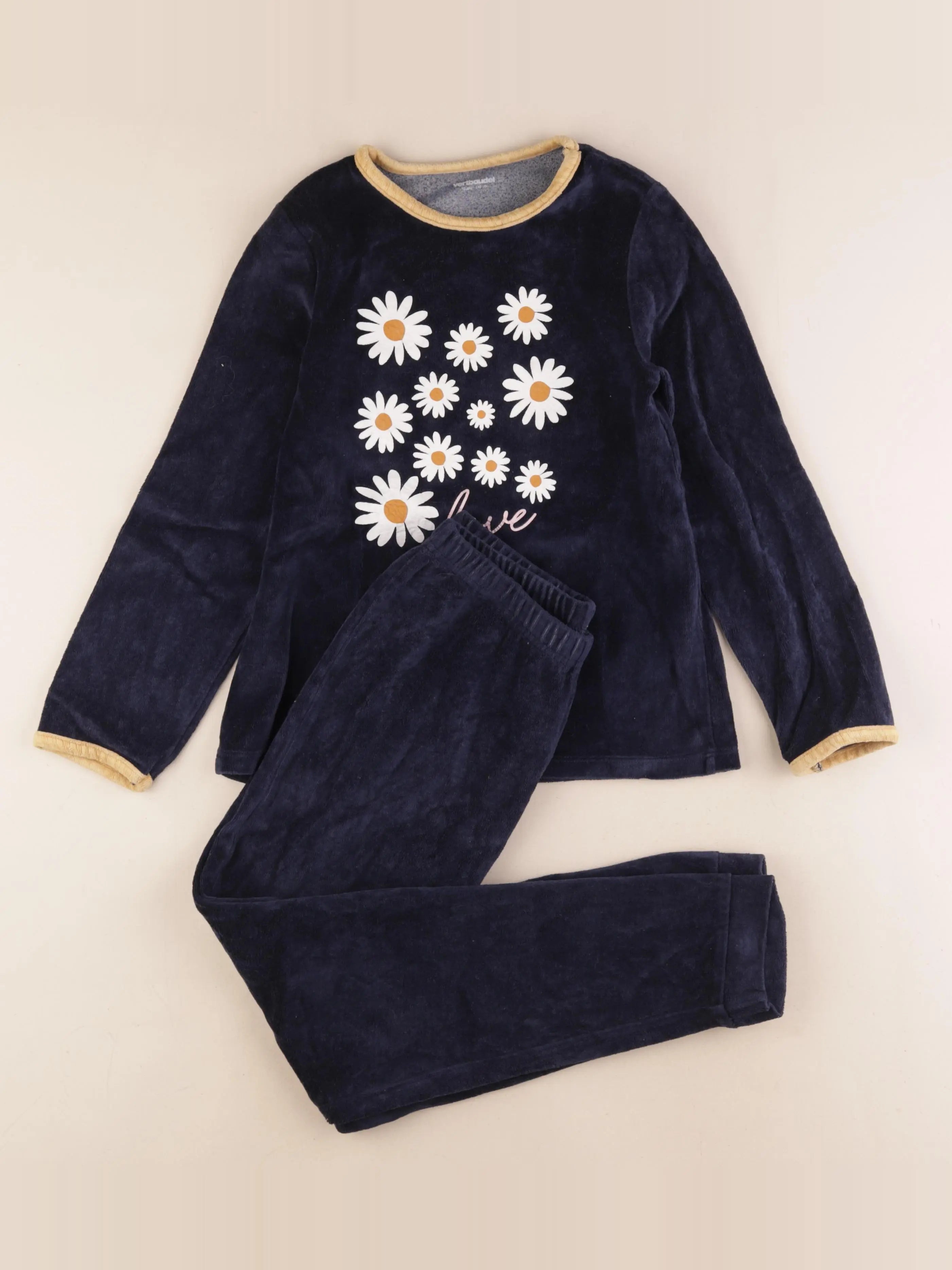 Vertbaudet - pyjama velours bleu - 10 ans