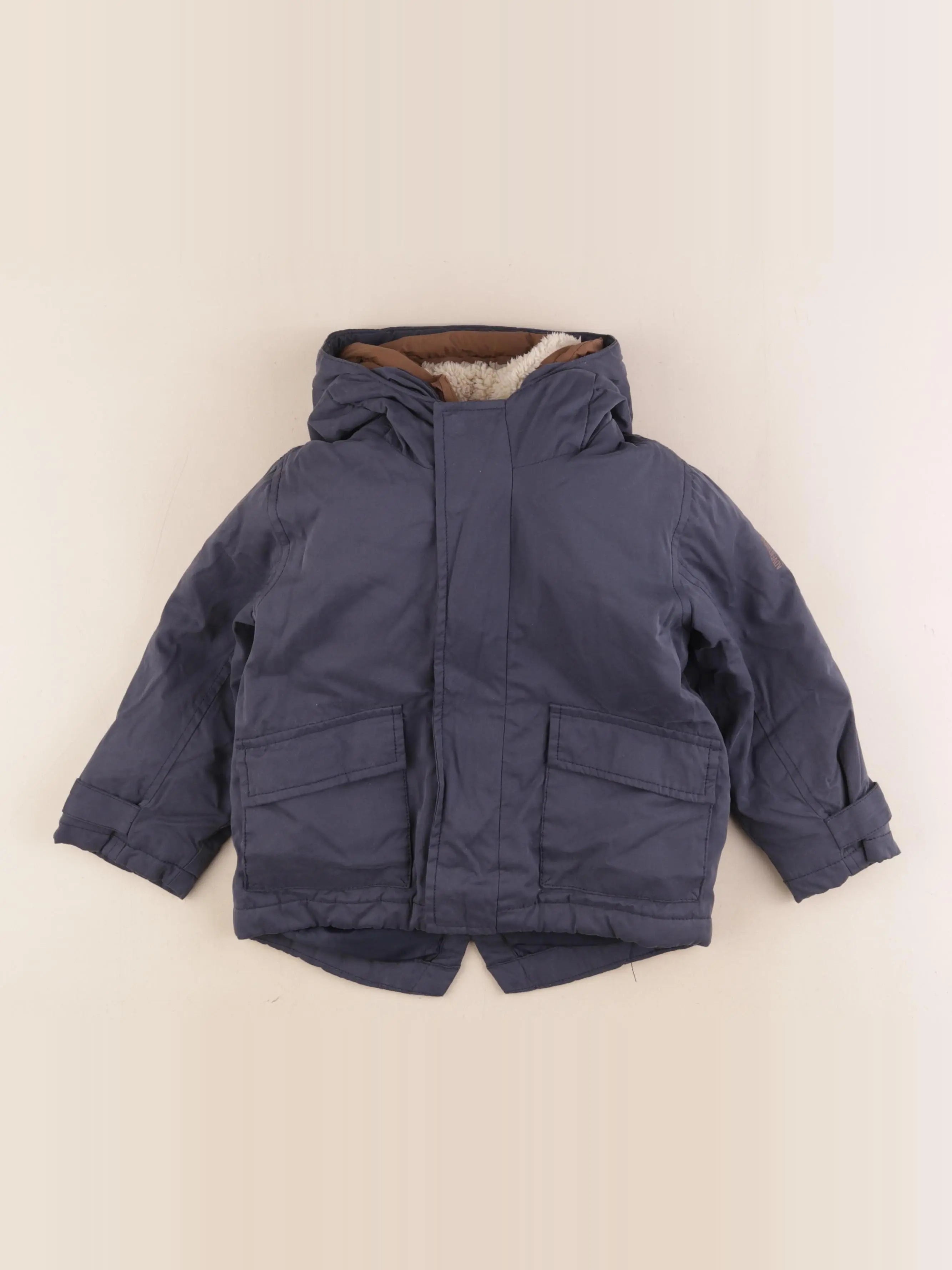 Vertbaudet - manteau doublure amovible bleu - 3 ans