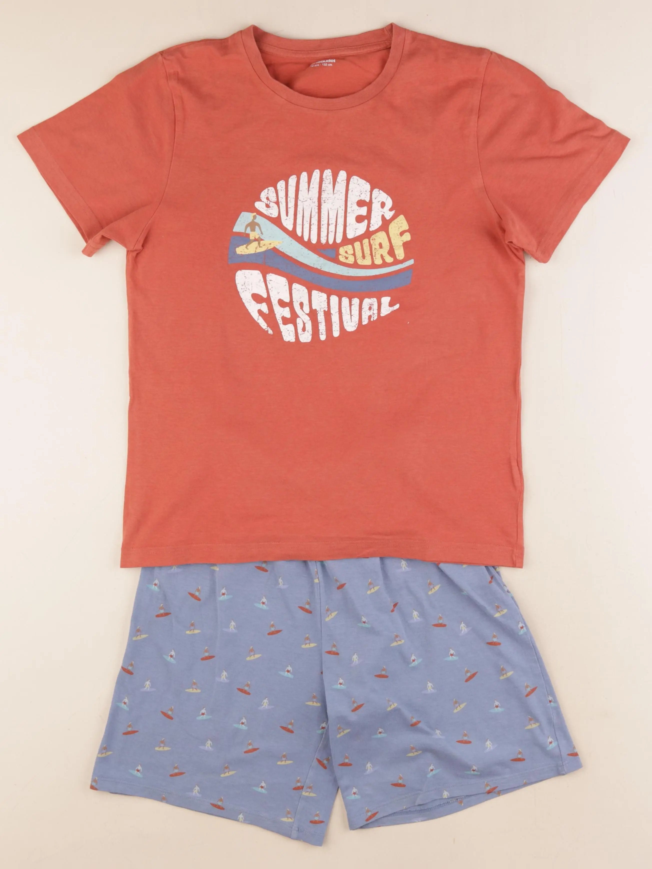 Vertbaudet - pyjama coton bleu, rouge - 12 ans
