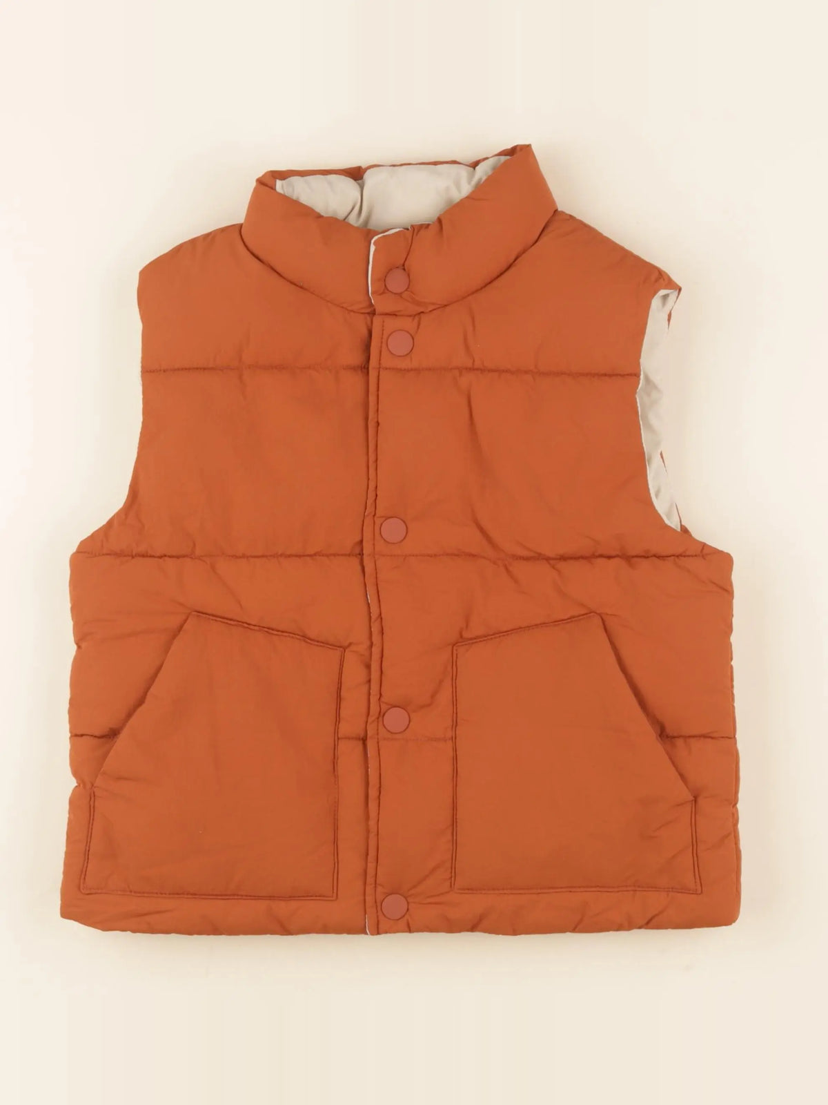 Zara - doudoune réversible beige, orange - 3/4 ans