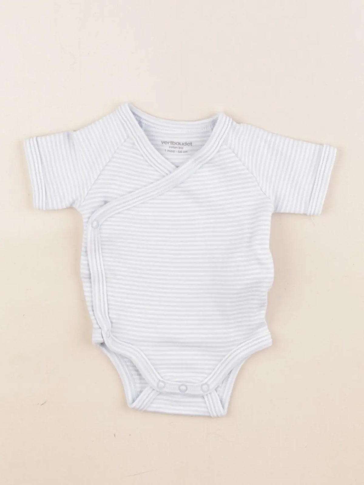 Vertbaudet - body blanc, bleu - 1 mois