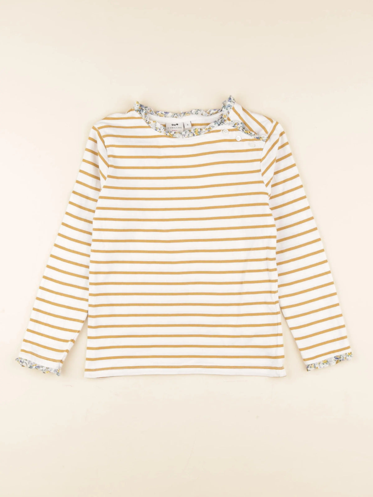 Cyrillus - tee-shirt marron, blanc - 8 ans