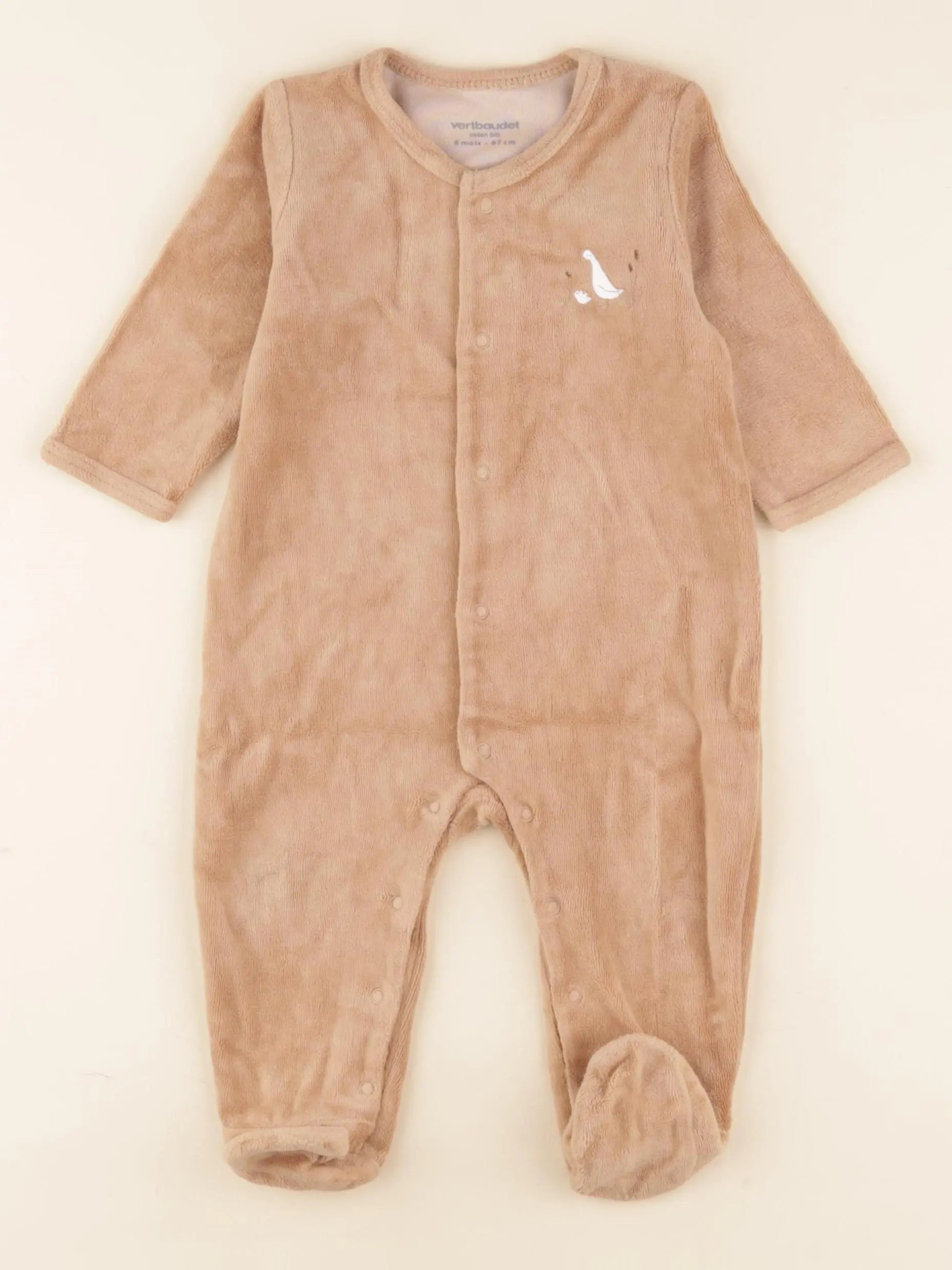 Vertbaudet - pyjama velours marron - 6 mois