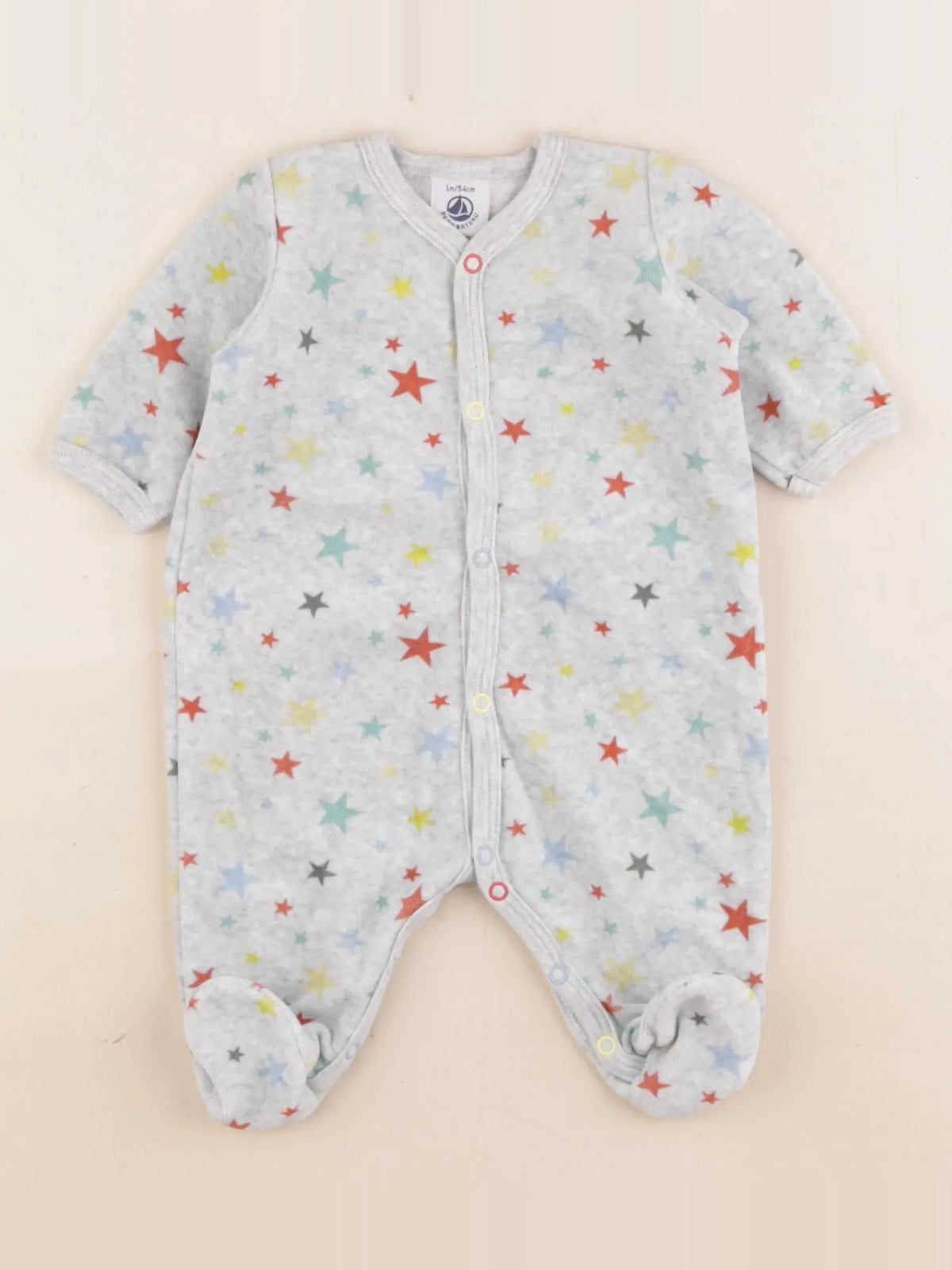 Petit Bateau - pyjama velours gris - 1 mois