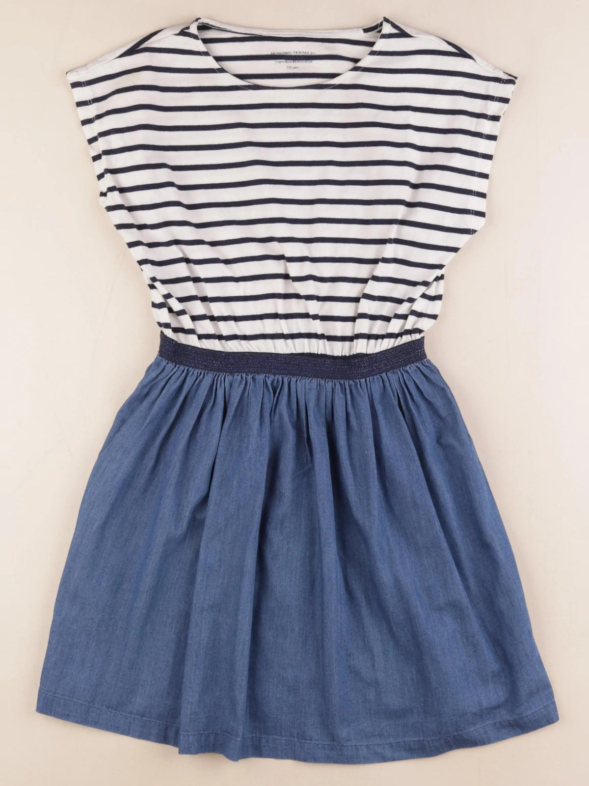 Monoprix - robe blanc, bleu - 10 ans