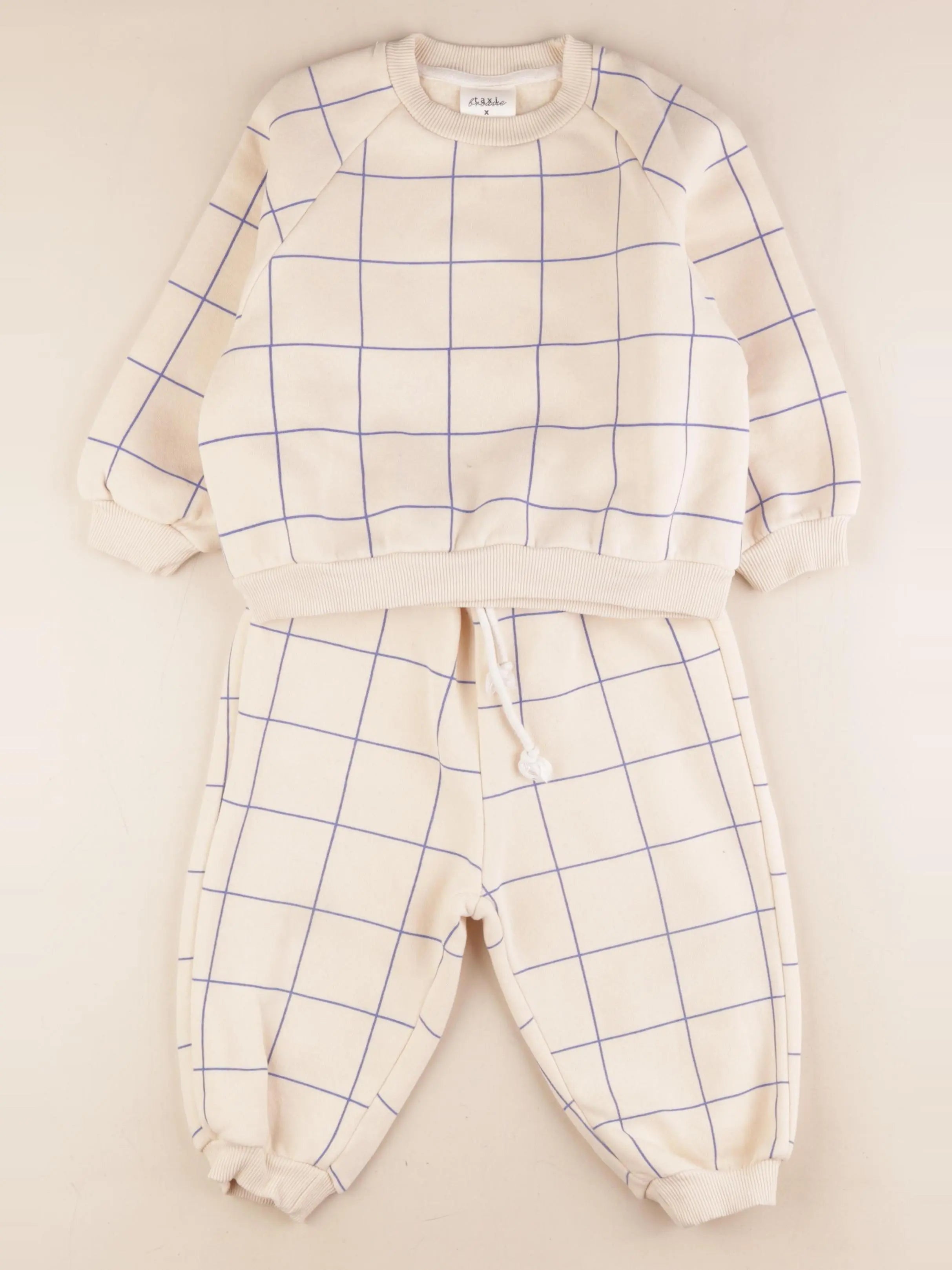 Gamin gamine - ensemble beige, bleu - 2 ans