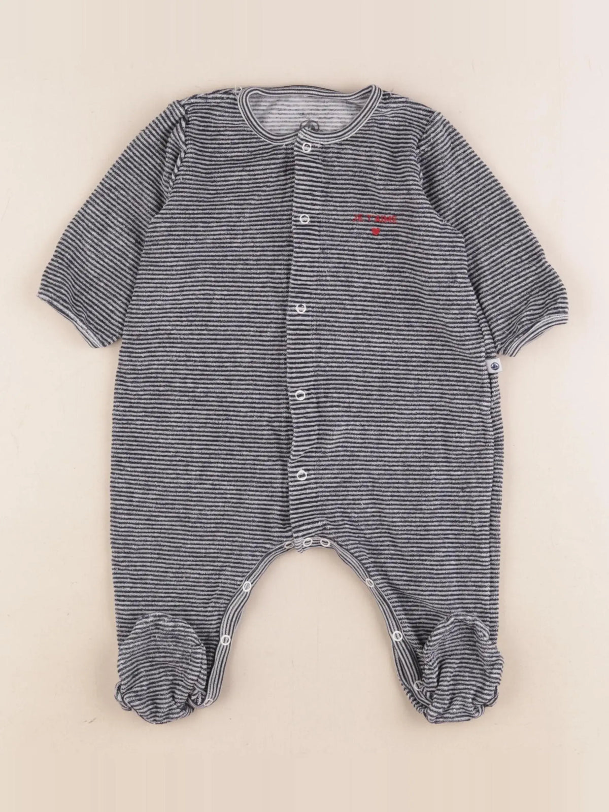 Petit Bateau - pyjama velours bleu - 6 mois