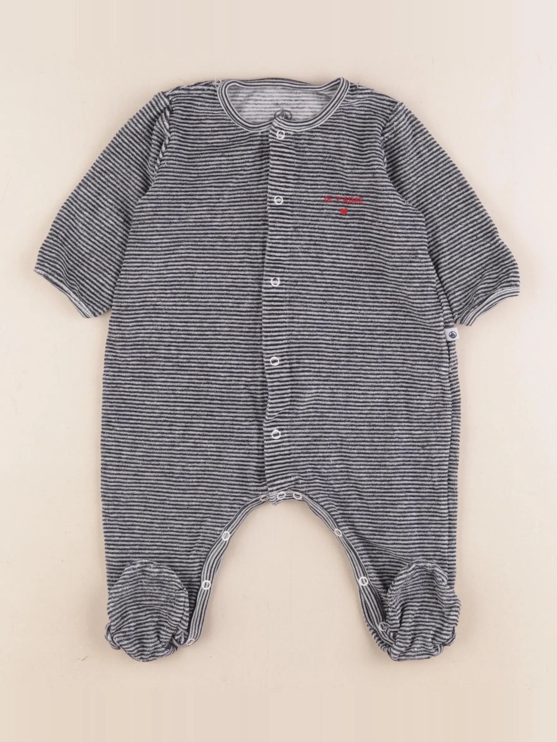 Petit Bateau - pyjama velours bleu - 6 mois