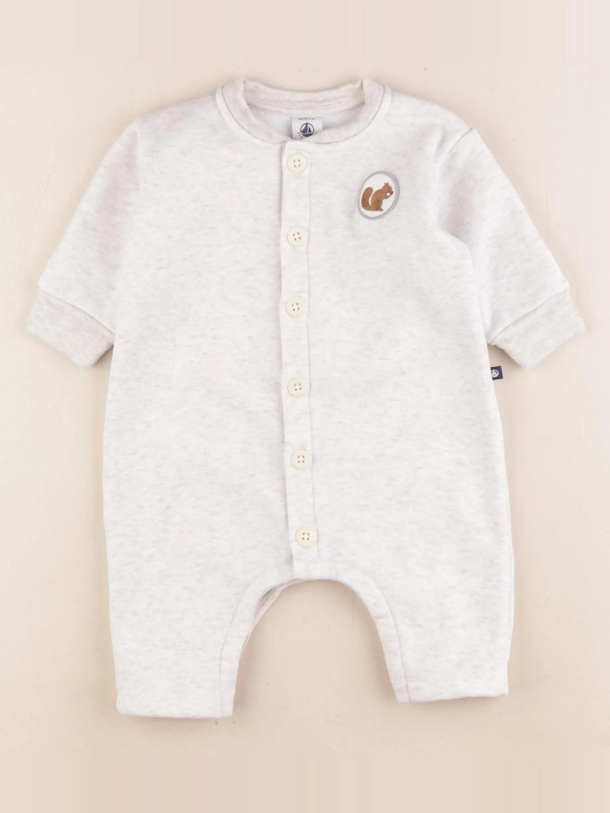 Petit Bateau - combinaison doublé gris - 6 mois