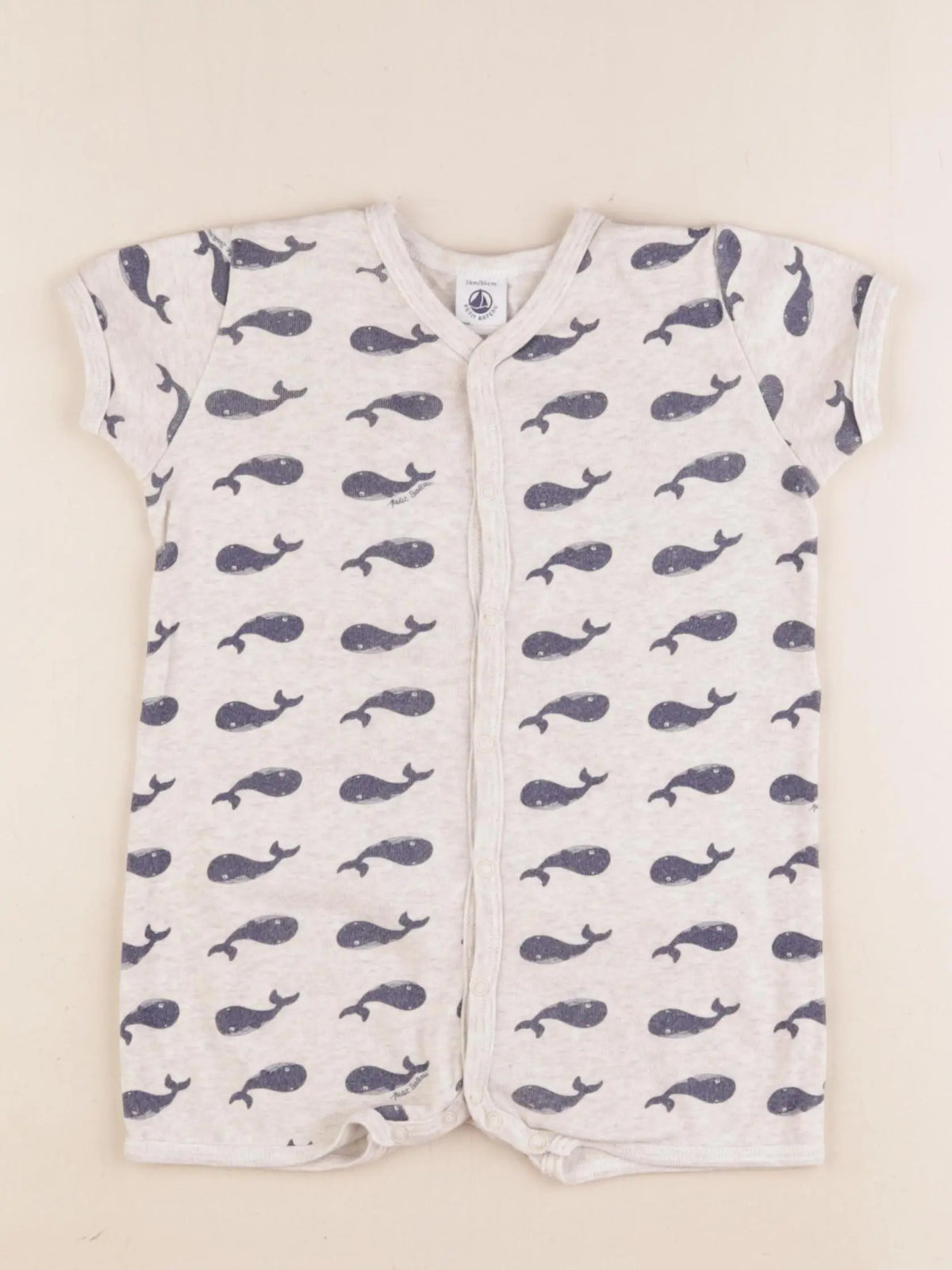 Petit Bateau - pyjama coton gris, bleu - 24 mois