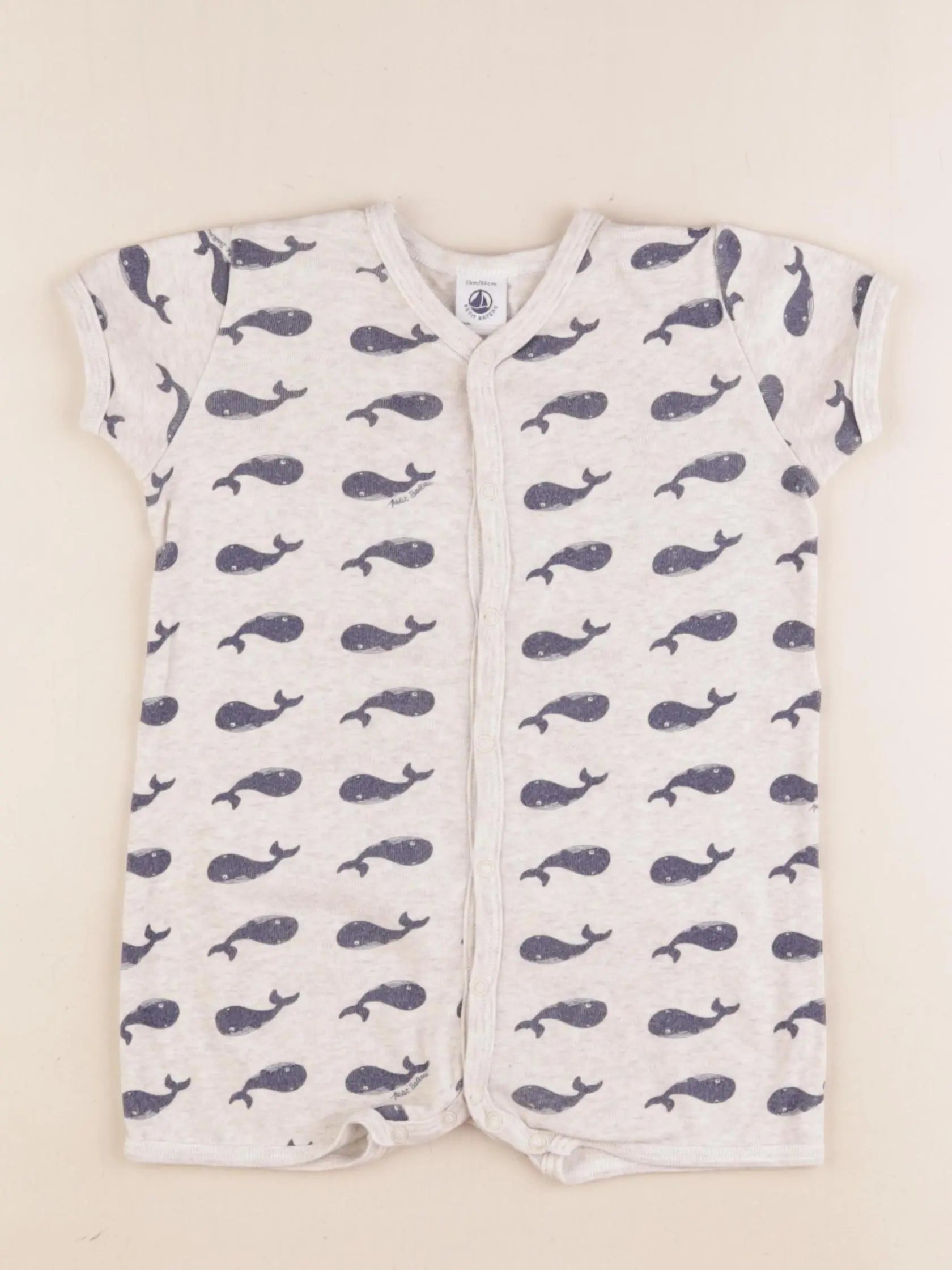 Petit Bateau - pyjama coton gris, bleu - 24 mois