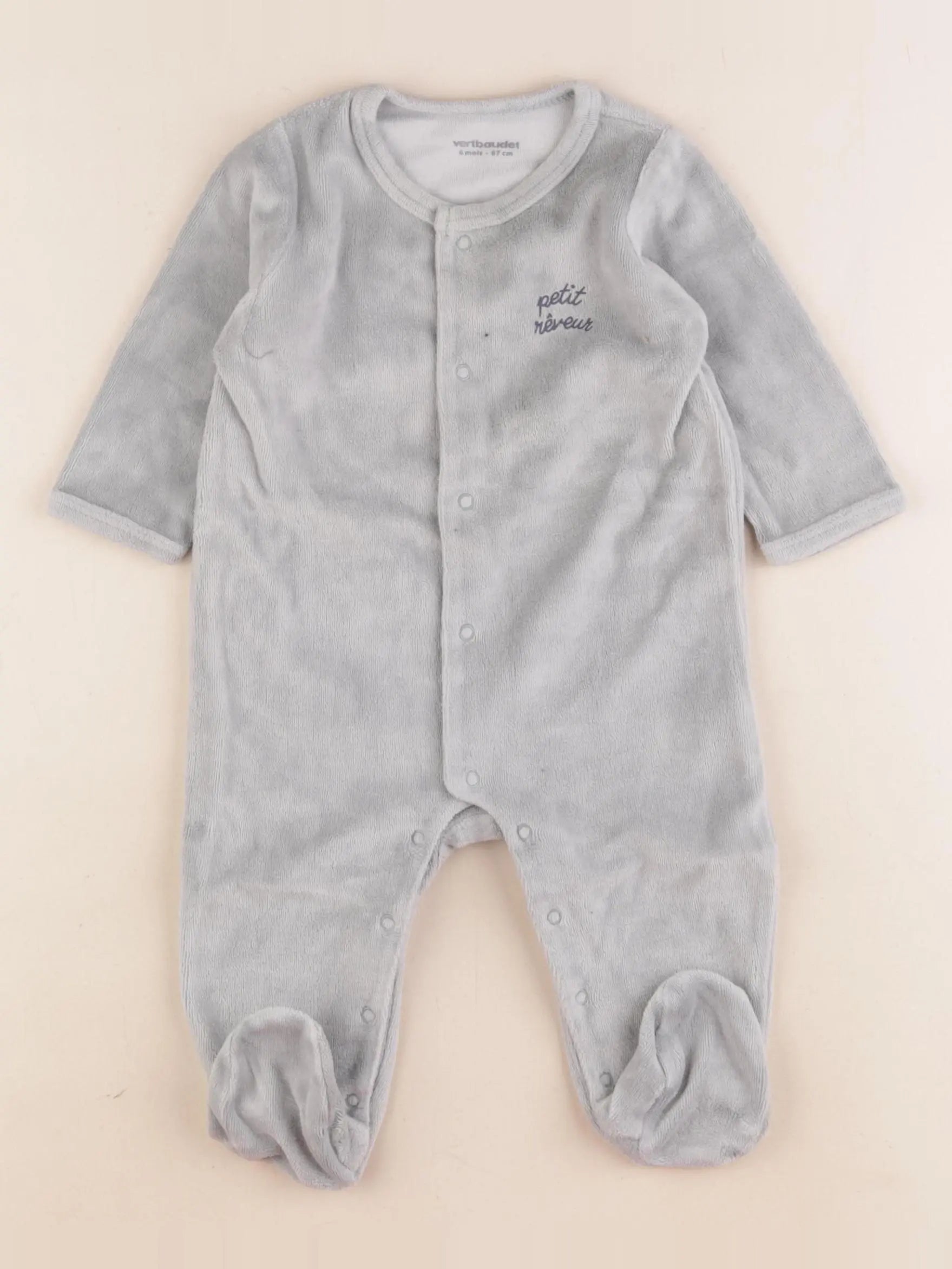 Vertbaudet - pyjama velours vert - 6 mois