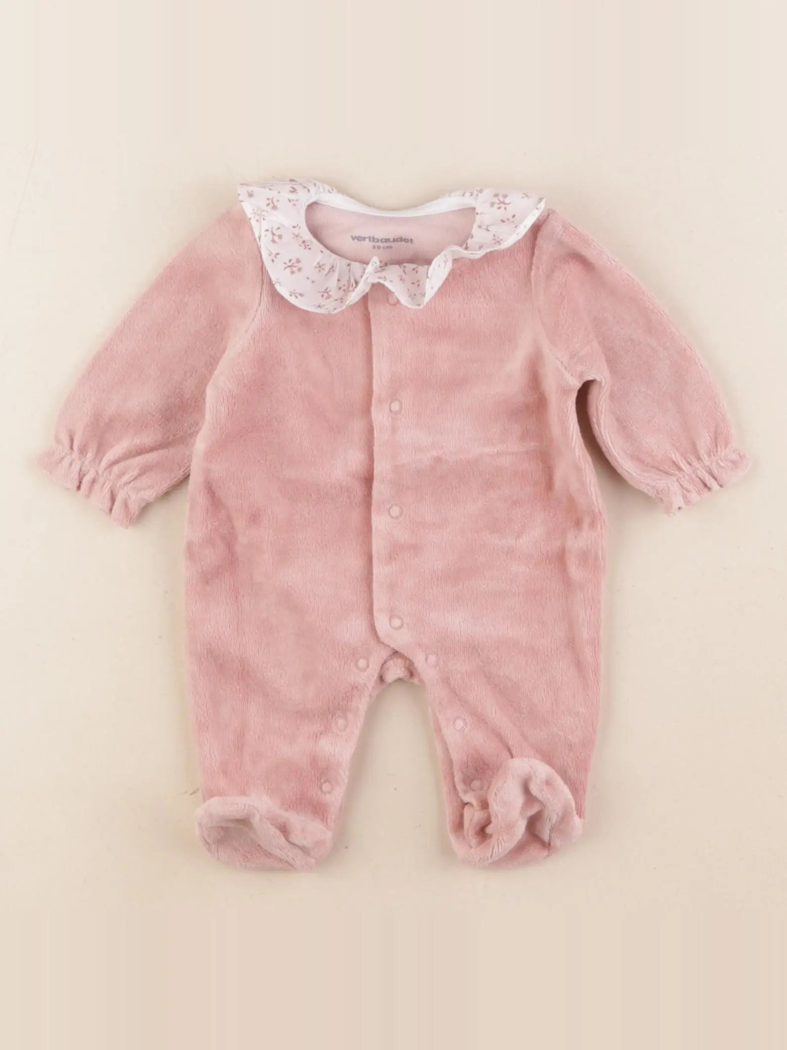Vertbaudet - pyjama velours rose - 0 mois