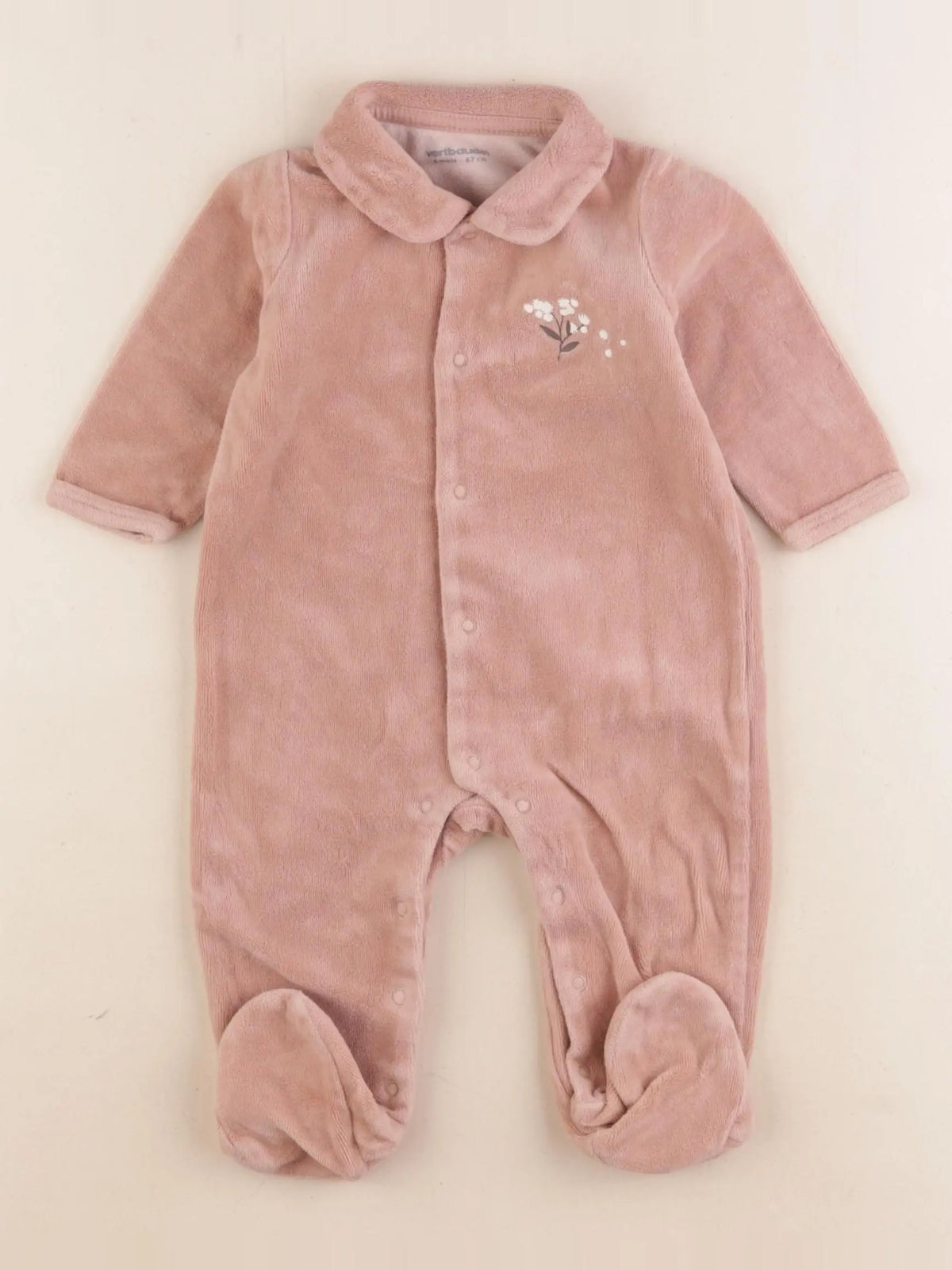 Vertbaudet - pyjama velours marron - 6 mois